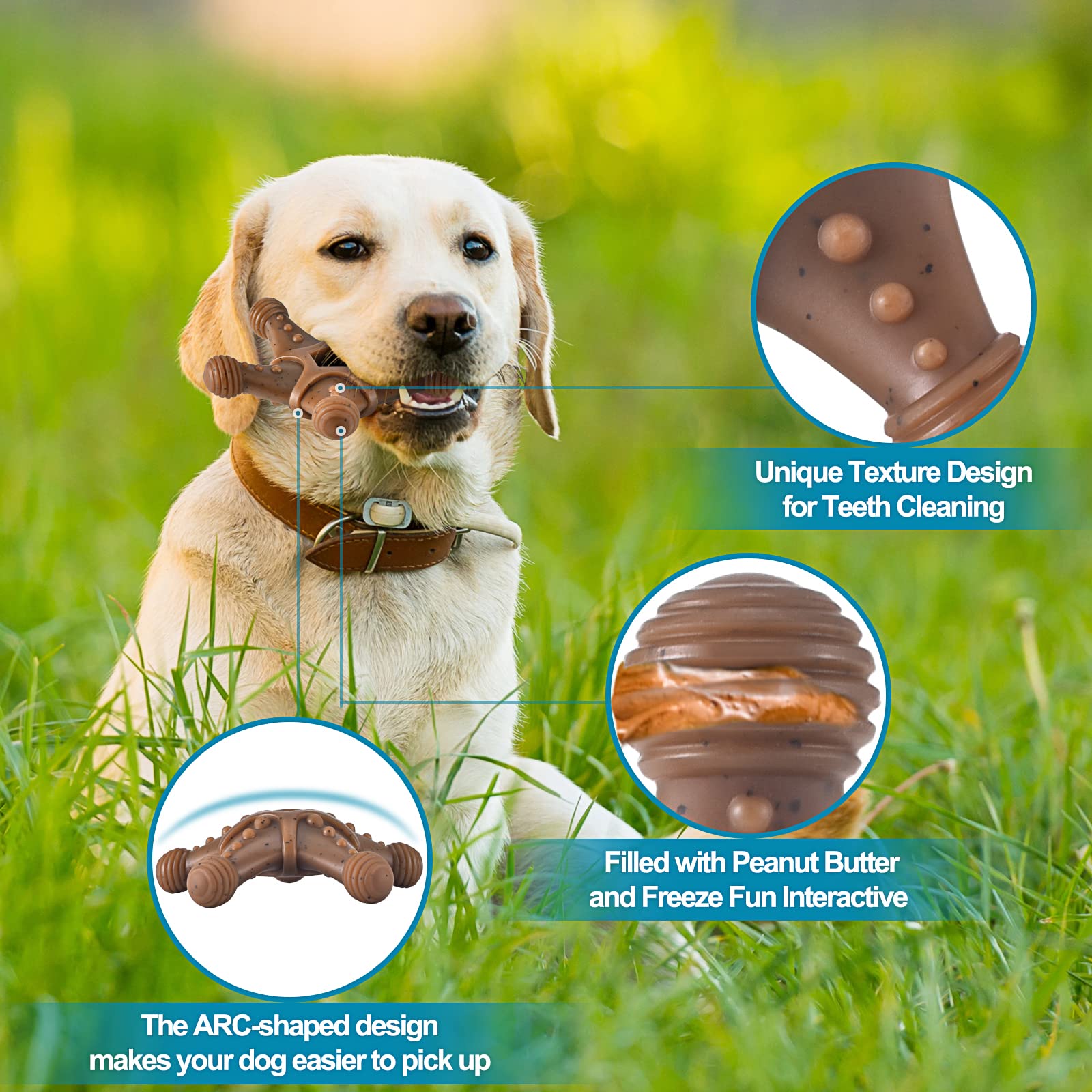KXK Indestructible Dog Chew Toys for Aggressive Chewers - 3 Pack Durable Nylon Real Beef Flavor Teething Toys for Large, Medium & Small Dogs - Perfect for Puppy Training, Boredom Relief & Dental Health