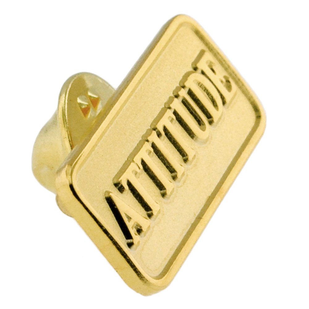 Gold Plated Attitude Lapel Pin - Motivational Gift for Students & Employees - Perfect for Graduation, Work Awards & Office Inspiration