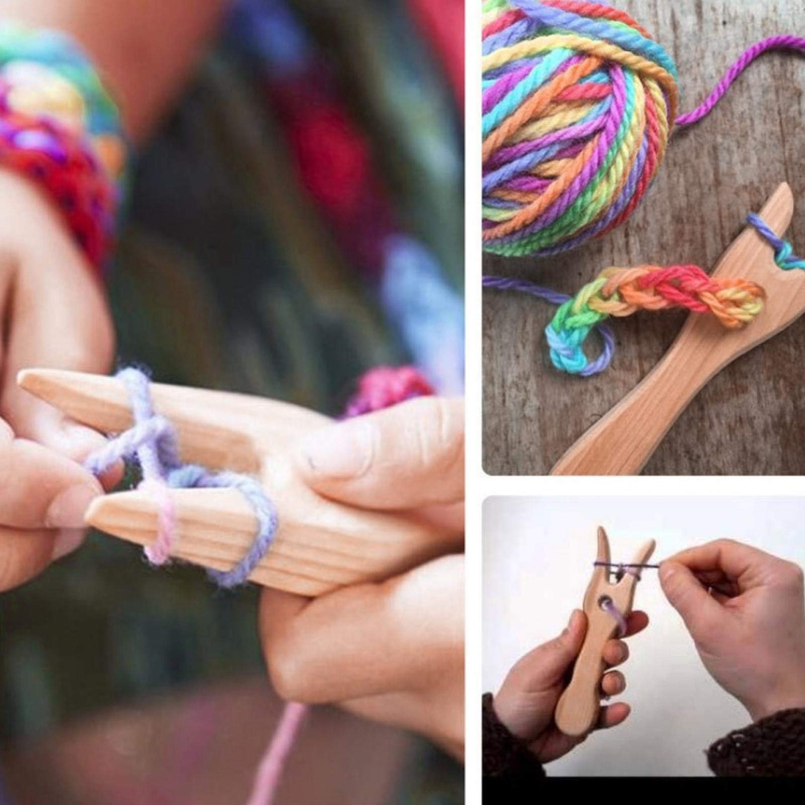 Pssopp Wooden Knitting Fork Kit - DIY Weaving Tools for Bracelets & Necklaces | Handmade Jewelry Making