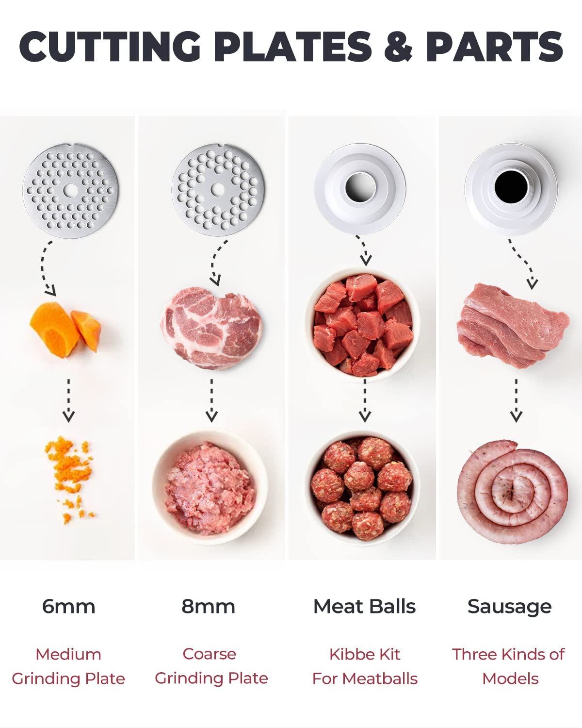 1100W Electric Meat Grinder - 3-in-1 Heavy Duty Meat Mincer & Sausage Stuffer with 2 Grinding Plates, 3 Sausage Tubes & Kubbe Kit - Stainless Steel Food Grinder for Home Kitchen & Commercial Use - Perfect for Ground Beef, Sausage Making & Food Prep