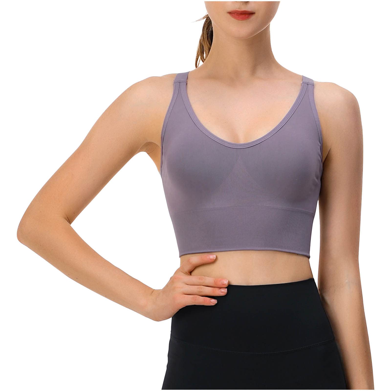 Wirefree Padded Medium Impact Sports Bra for Women - Strappy Longline Workout Crop Top with Built-in Support | Gym, Yoga & Running Essentials