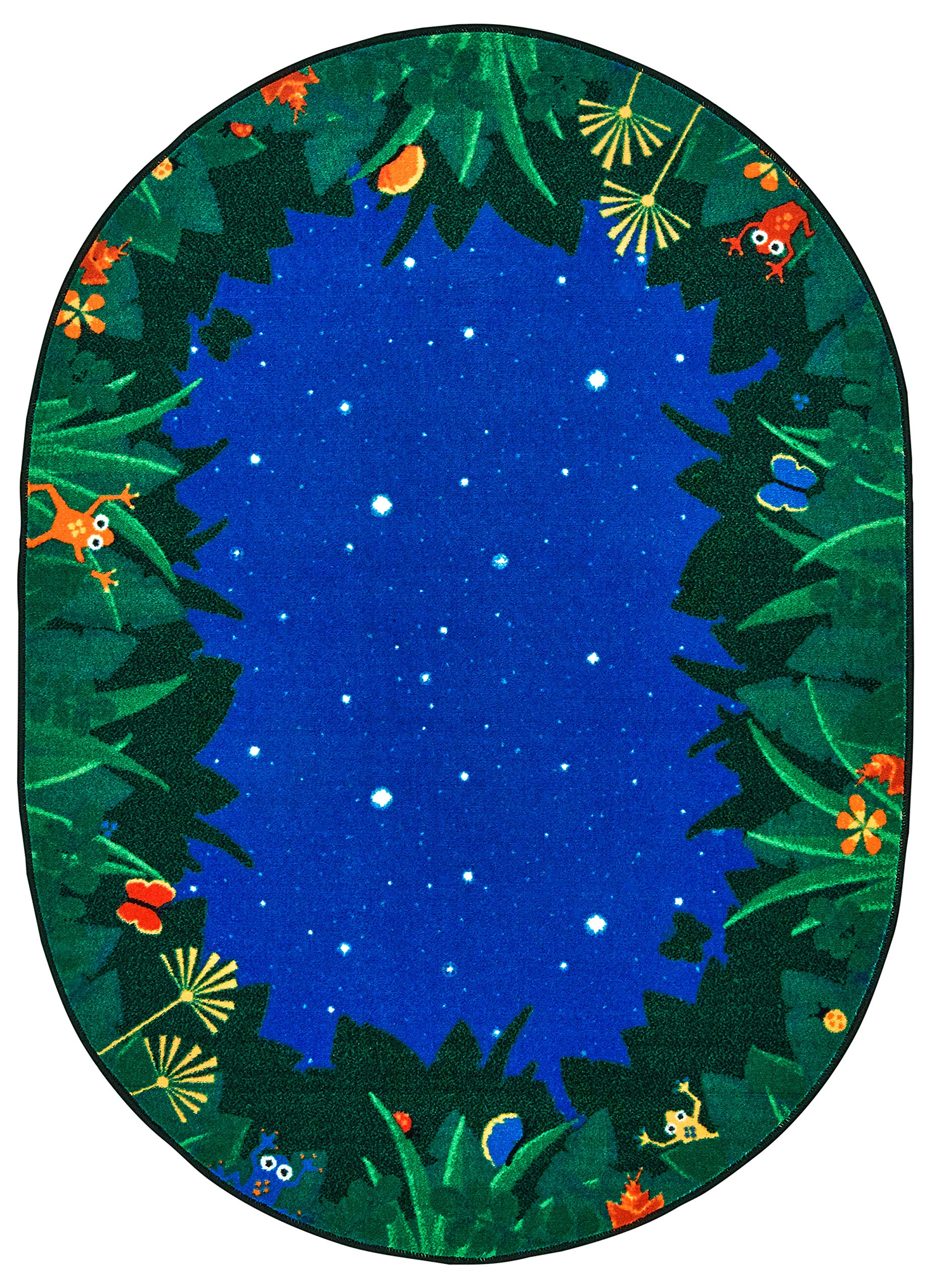 Peaceful Tropical Night Kids Rug 6x9 ft Oval Blue - Soft Classroom Carpet for Children & Teens | Perfect for Bedroom, Playroom & Daycare Decor