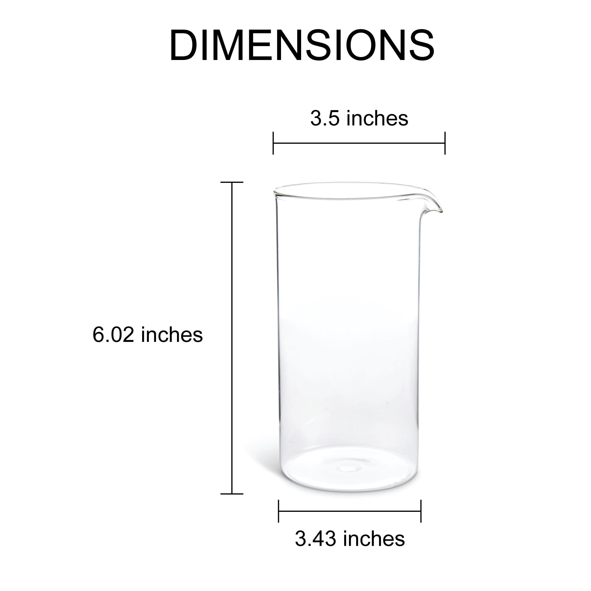 Fino 3-Cup 12-Oz Stainless Steel French Press Coffee Maker Replacement Carafe - Compatible with Most Coffee Presses | Perfect for Home, Office & Camping Brewing