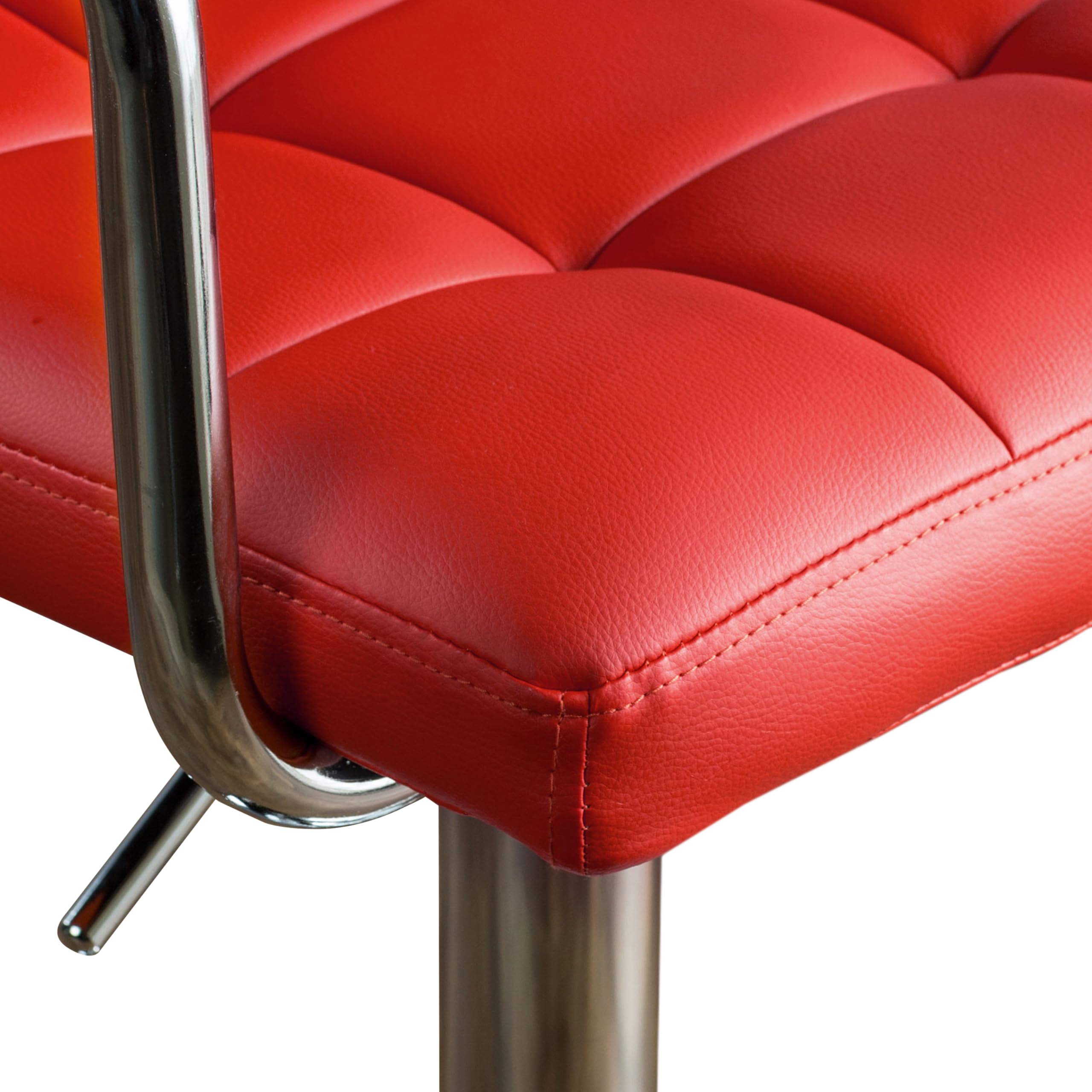 Modern Chelsea Leatherette Swivel Bar Stool - Red - Adjustable Height Counter Stool for Kitchen Island, Breakfast Bar & Home Pub - Comfortable PU Leather Seat with 360° Rotation