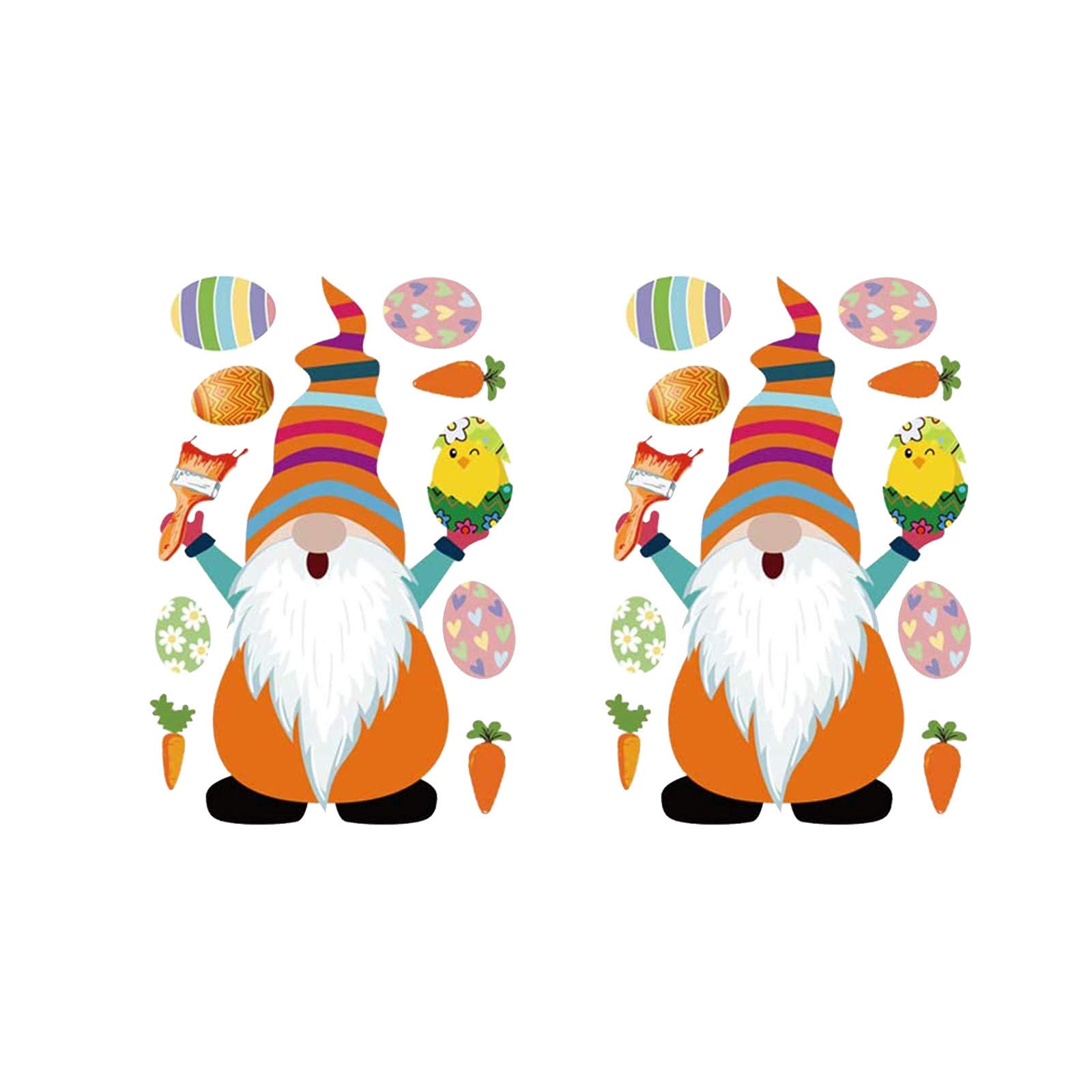 Malbaba Easter Window Clings - Bunny Chicken Egg Cartoon Stained Glass Stickers, Cute Gnome Window Decals for Kids Room & Party Decorations - Perfect for Easter Home Decor, Classroom Activities, and Spring Festival Window Displays