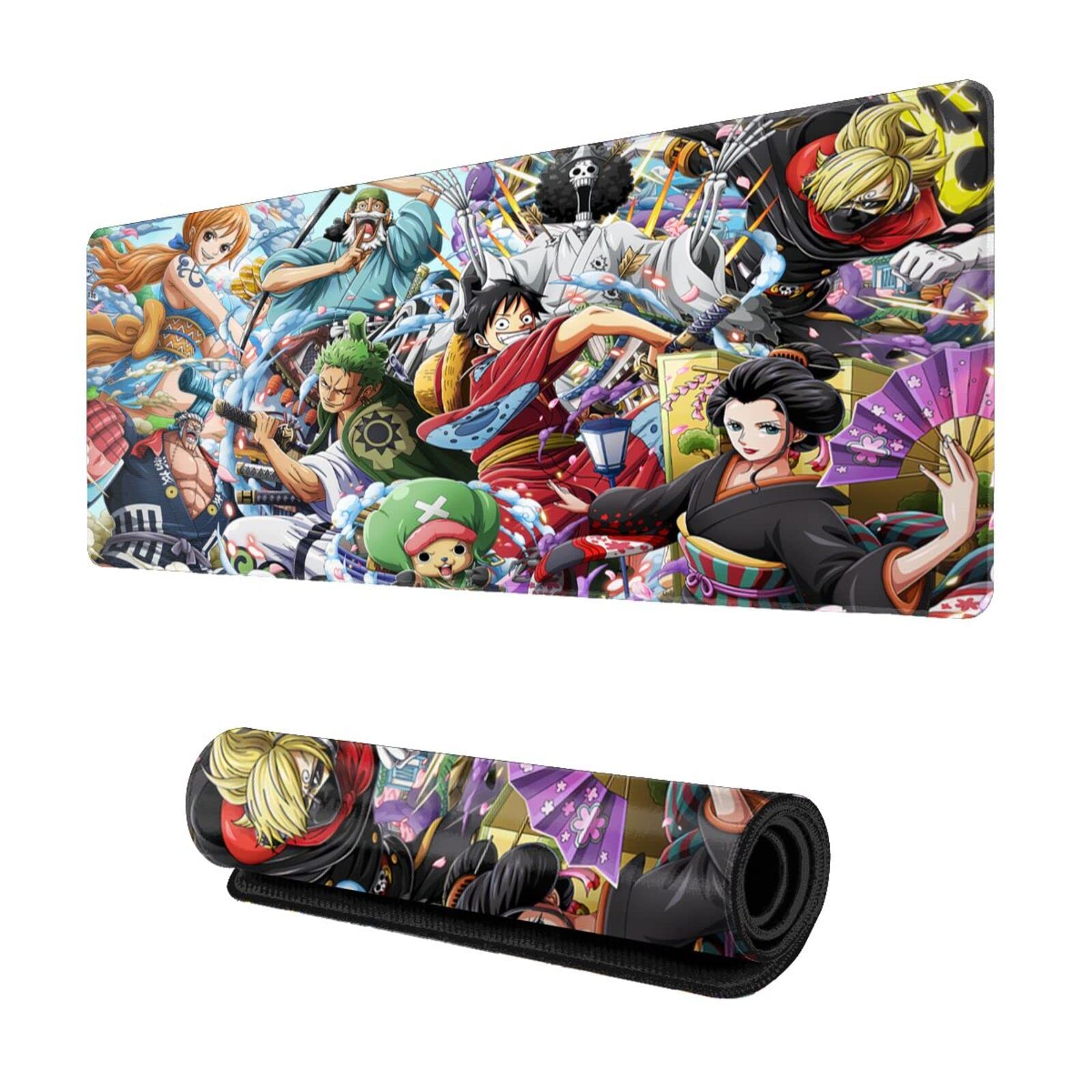 One Piece Anime Gaming Keyboard and Mouse Pad - Large Extended Non-Slip Rubber Base Desk Mat for PC, Laptop, Office (11.8