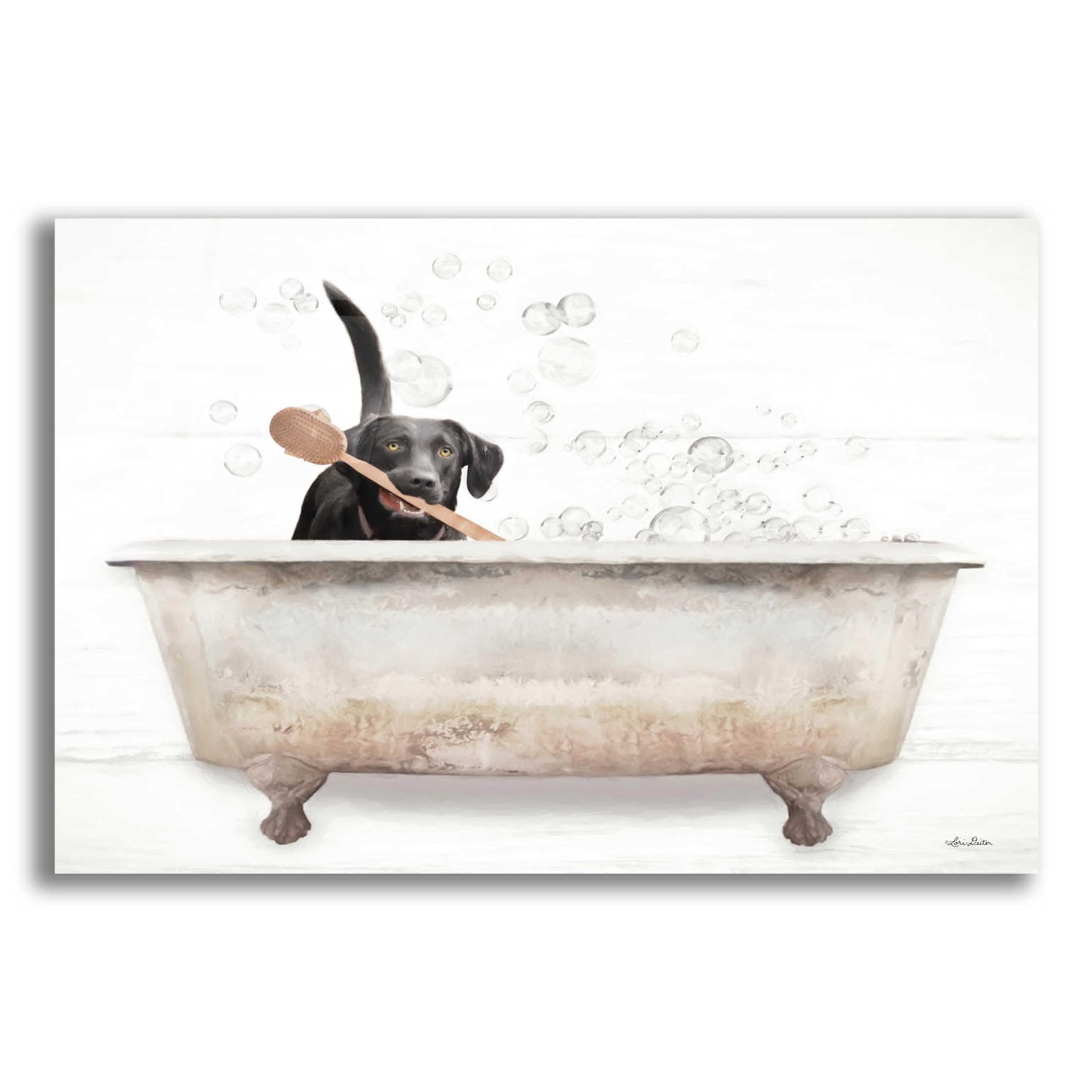 Epic Art 'Doggy Bubbles' by Lori Deiter - 24x16 Inch Acrylic Glass Wall Decor - Vibrant Modern Painting for Living Room, Bedroom & Office - Unique Gift for Dog Lovers & Art Collectors