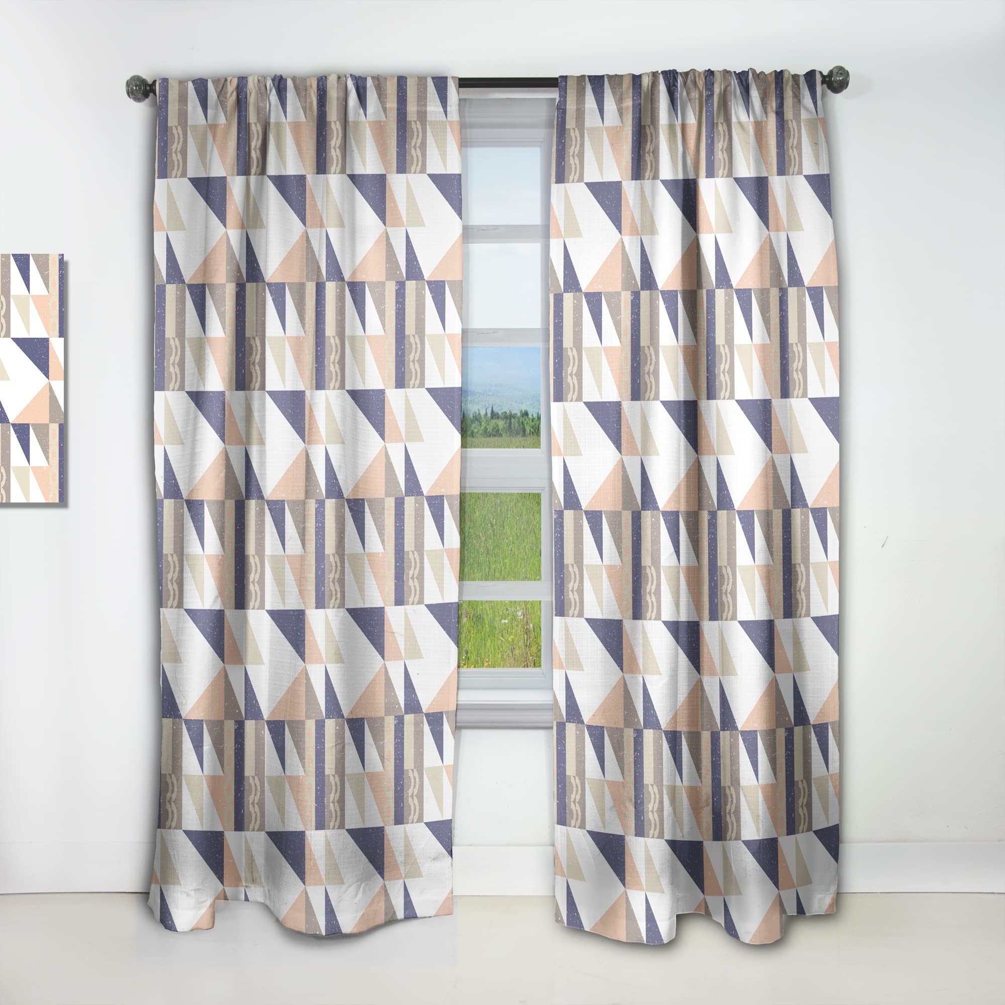 DesignQ Retro Geometric Pattern Thermal Insulated Curtains - Single Panel 52x95 Inches - Blackout Drapes for Bedroom & Living Room - Perfect for Home Decor, Privacy & Energy Efficiency