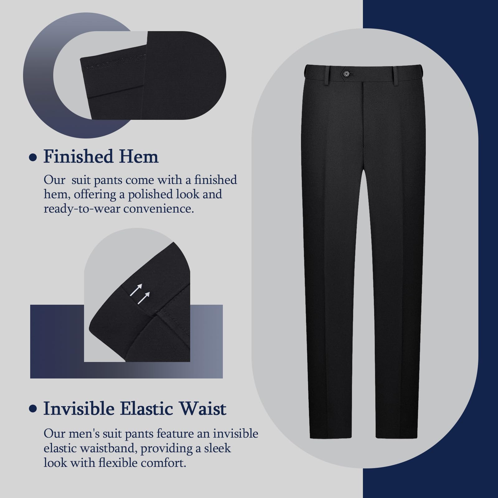 LUPURTY Slim Fit 3-Piece Men's Suit Set - 2 Button Solid Color Jacket, Vest & Dress Pants - Formal Business Attire & Wedding Tuxedo for Groom, Office, Prom & Special Occasions