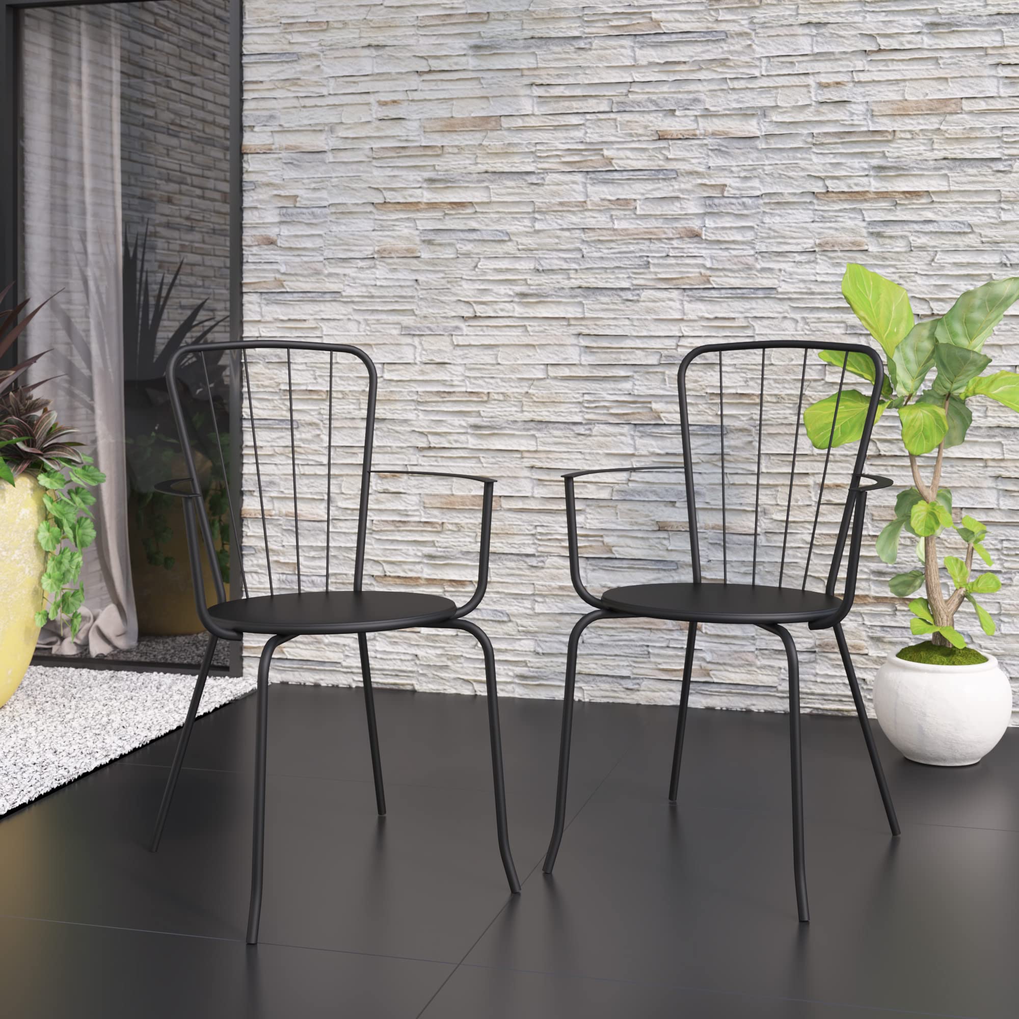 TK Classics 2DSC-70245-D913 Set of 2 Modern Black Dining Chairs - Sturdy Wooden Frame & Comfortable Upholstered Seat - Perfect for Kitchen, Dining Room or Breakfast Nook