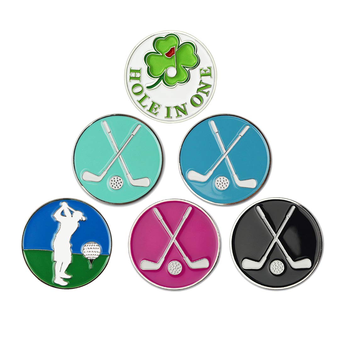 Premium Golf Ball Markers Set of 6 - Magnetic Golf Accessories for Players - Ideal Golf Gifts for Men & Women - Perfect for Course Play, Tournaments & Practice Sessions