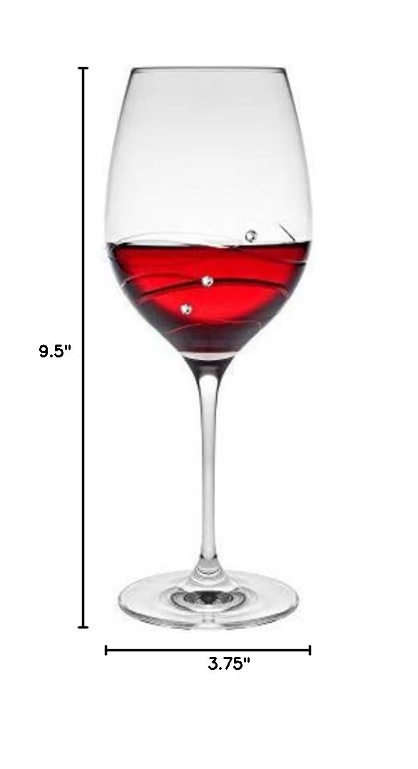Barski Handmade Crystal Red Wine Glasses - 16 oz Elegant Diamond-Embellished Stemware - Set of 2 - European Craftsmanship - Perfect for Romantic Dinners & Wedding Gifts