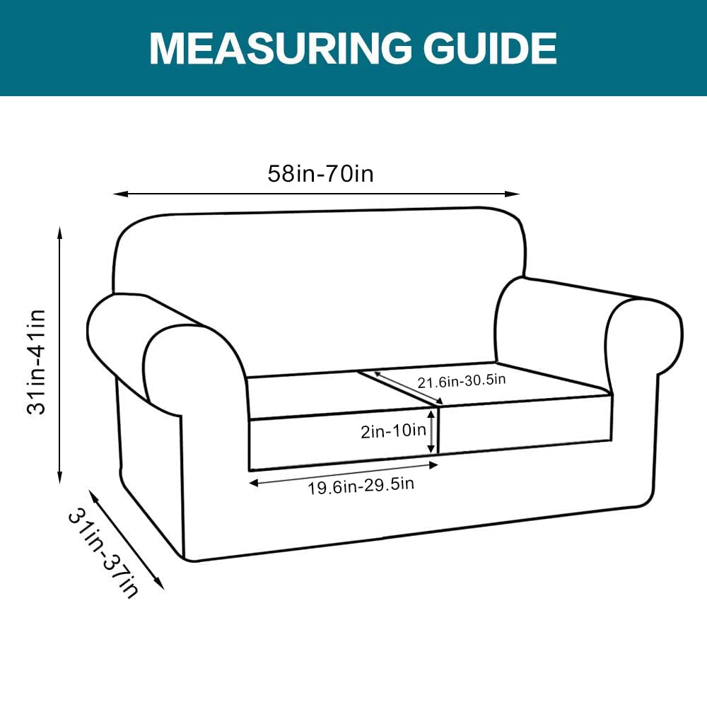 Turquoise 3-Piece Sofa Slipcover Set for 2-Cushion Loveseat - Soft, Washable Jacquard Fabric Couch Cover with 2 Individual Cushion Protectors - Pet-Friendly Furniture Cover for Dogs (Taupe) - Perfect for Living Rooms, Apartments & Pet Owners