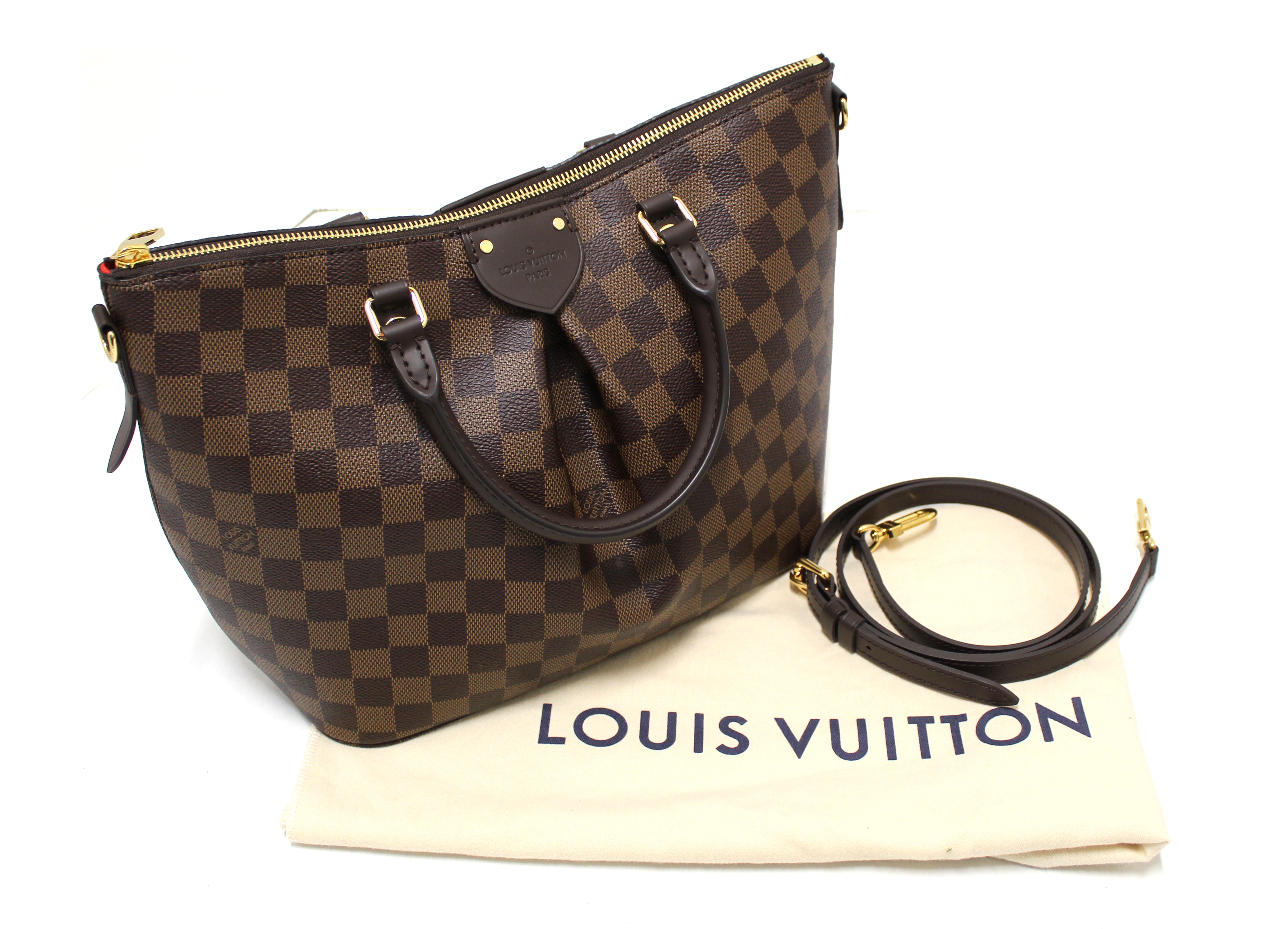 Authentic Louis Vuitton Damier Ebene Siena PM Shoulder Bag - Crossbody Messenger Purse with Adjustable Long Strap for Women | Perfect for Work, Travel & Everyday Use