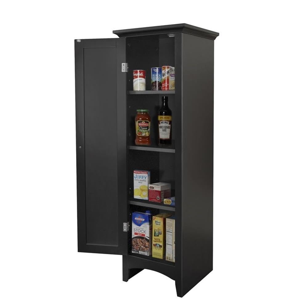 Classic American Black Kitchen Storage Pantry Cabinet with One Door - Perfect for Home, Office, and Restaurant Organization