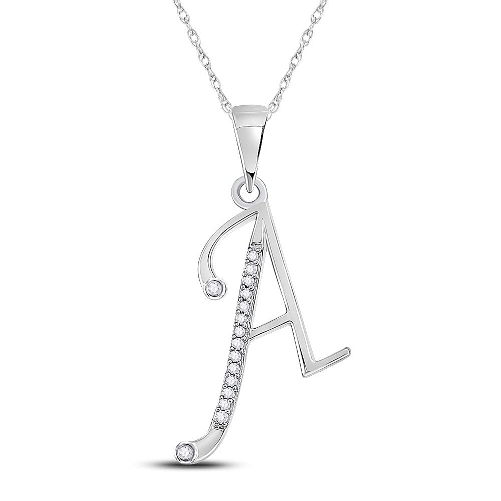 10K White Gold Women's Round Diamond Initial 