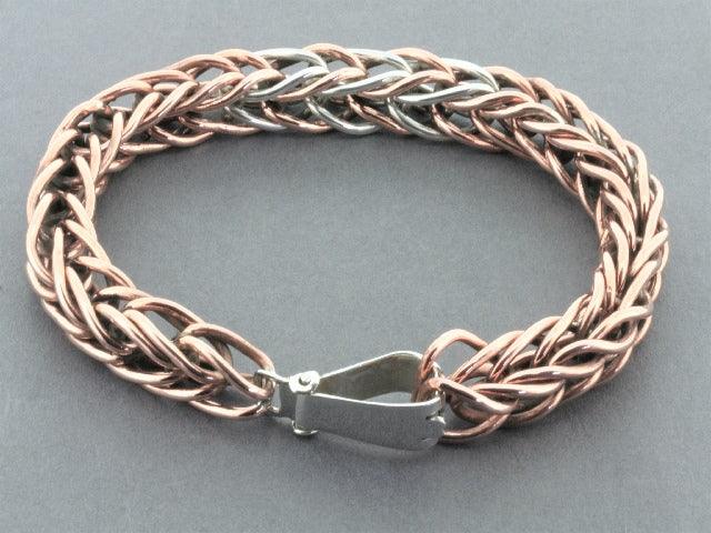 Stylish Copper & Silver Interlinked Chain Bracelet for Women - Elegant Jewelry Gift for Parties, Weddings & Everyday Wear