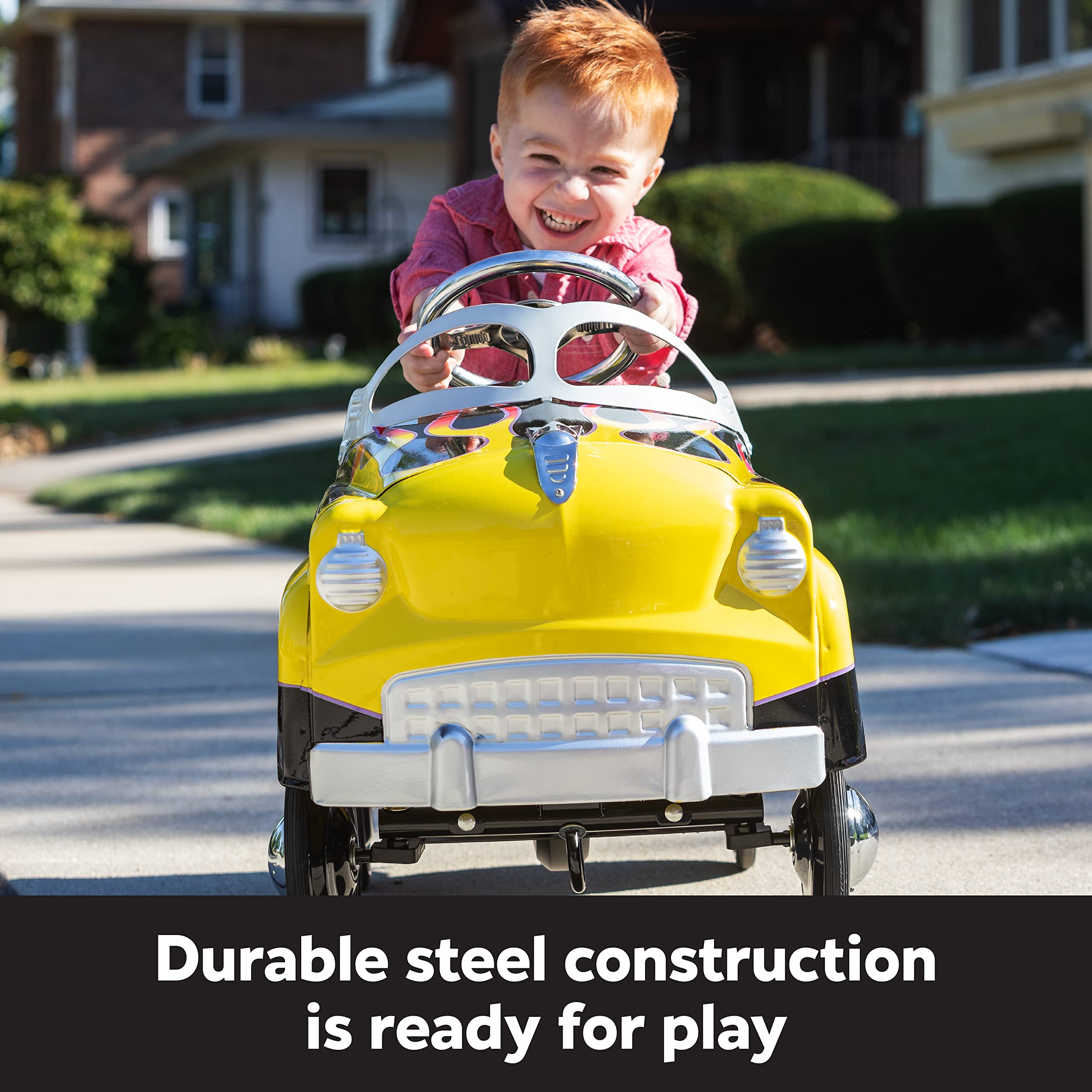 Kid Trax Toddler Classic Pedal Car for Kids Ages 3-5 Years | Durable Steel Construction | 60 lbs Weight Capacity | Street Rod Style Ride-On Toy - Perfect for Outdoor Play, Backyard Fun & Preschooler Development