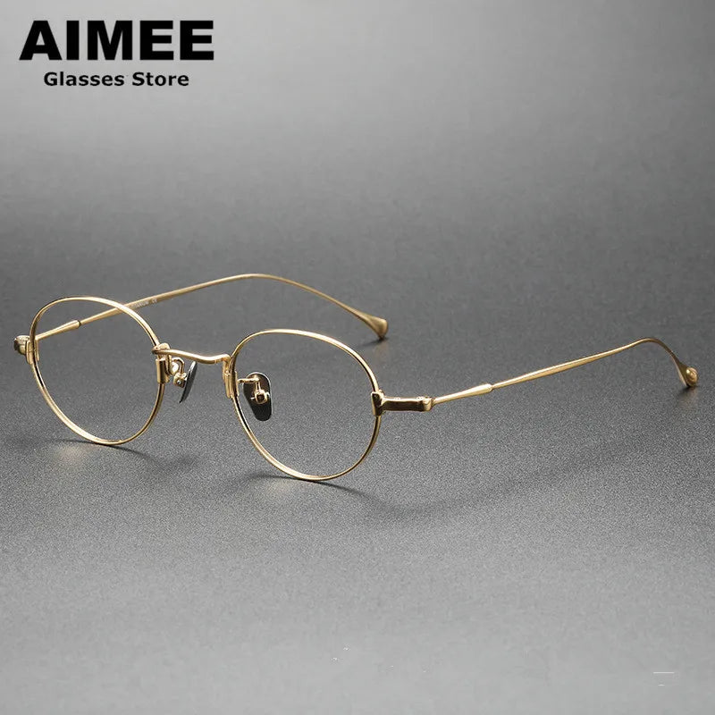 Aimee Unisex Full Rim Round Oval Titanium Eyeglasses 111053 - Lightweight & Durable Titanium Frame for Men & Women - Perfect for Reading, Work & Everyday Use