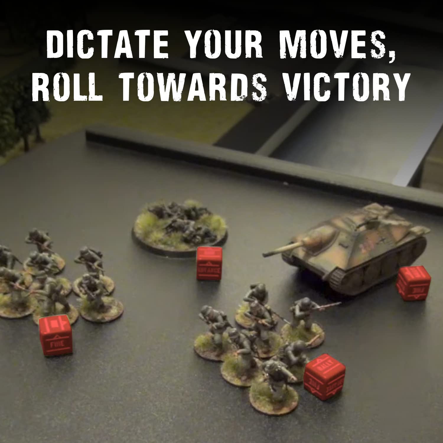 Warlord Games Bolt Action D6 Dice Set - 12 Pack with Red Dice & Gold Inscribed Actions for Miniature Wargaming | Perfect for Tabletop Strategy Games, Warhammer, and Historical Battle Reenactments
