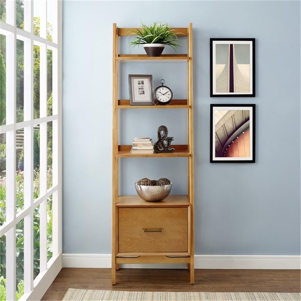 Pemberly Row 25 Inch 4 Shelf Bookcase in Acorn Finish - Perfect for Home Office, Living Room, and Bedroom Storage