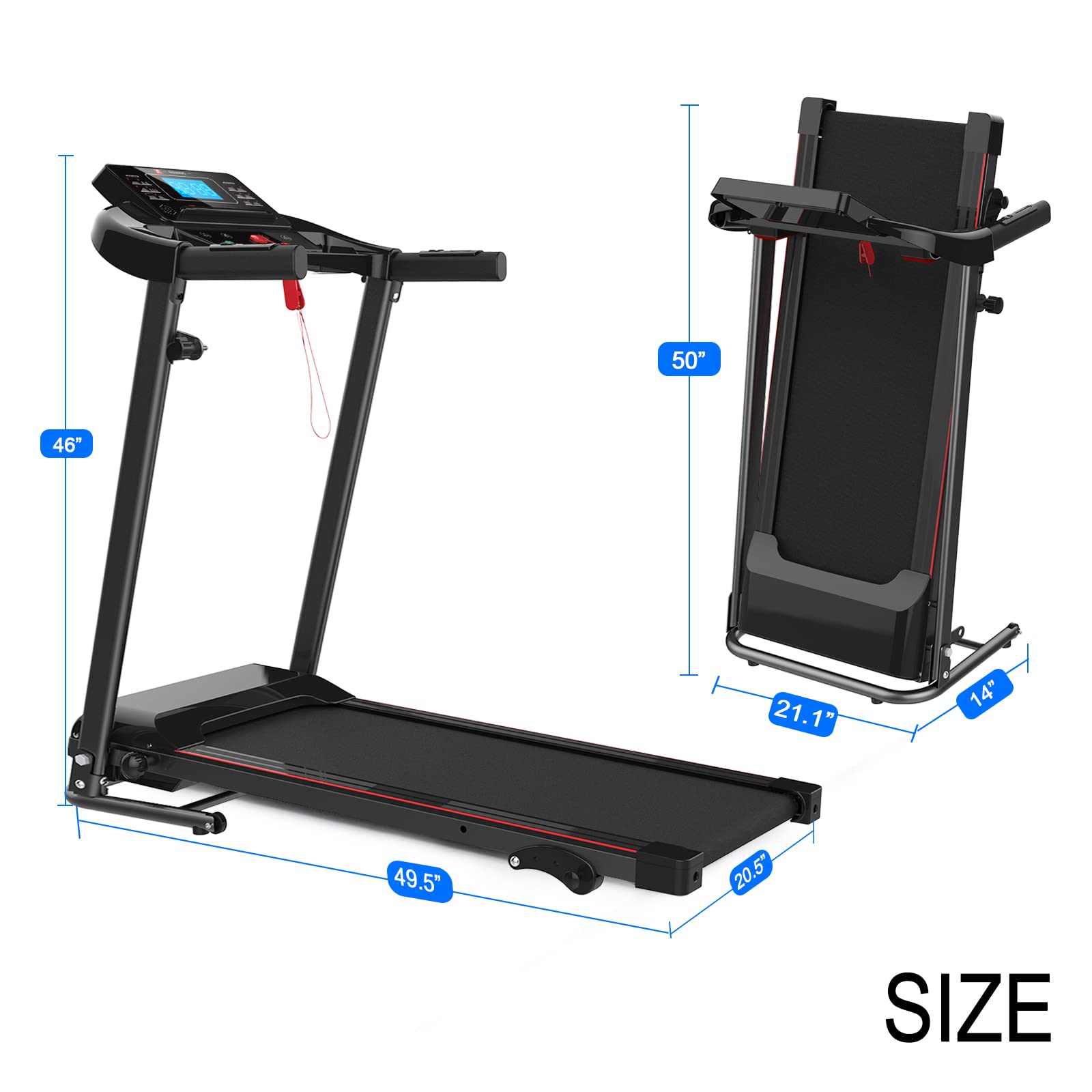 Foldable Electric Treadmill with Incline - 5