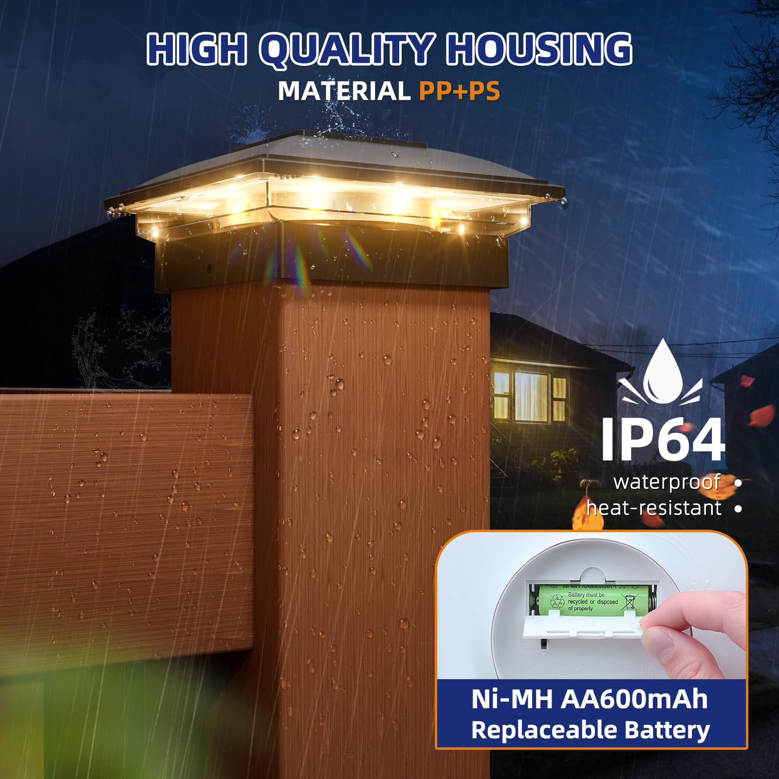 APONUO 12 Pack Solar Post Cap Lights - 2 Modes Waterproof Outdoor Lighting for 4x4, 5x5, 6x6 Wood & Vinyl Fence Posts - Perfect for Garden, Patio, Deck, and Pathway Decor & Safety Lighting at Night