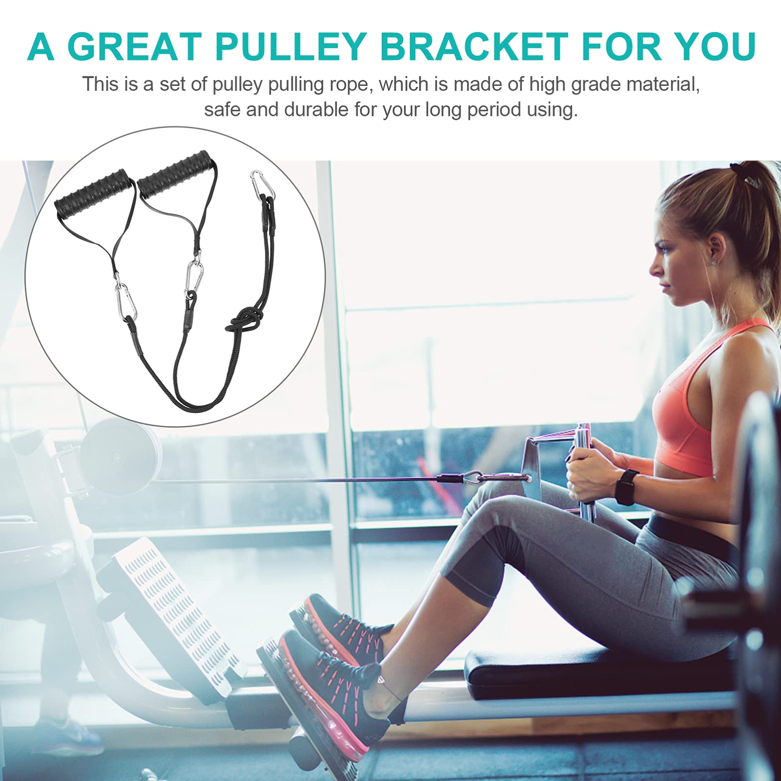 BESPORTBLE 1 Set Adjustable Pulley Cable System with Resistance Bands - Biceps Rope Cable Equipment for Home Gym, Strength Training & Fitness Accessories - Perfect for Arm Workouts, Full Body Exercises & Physical Therapy
