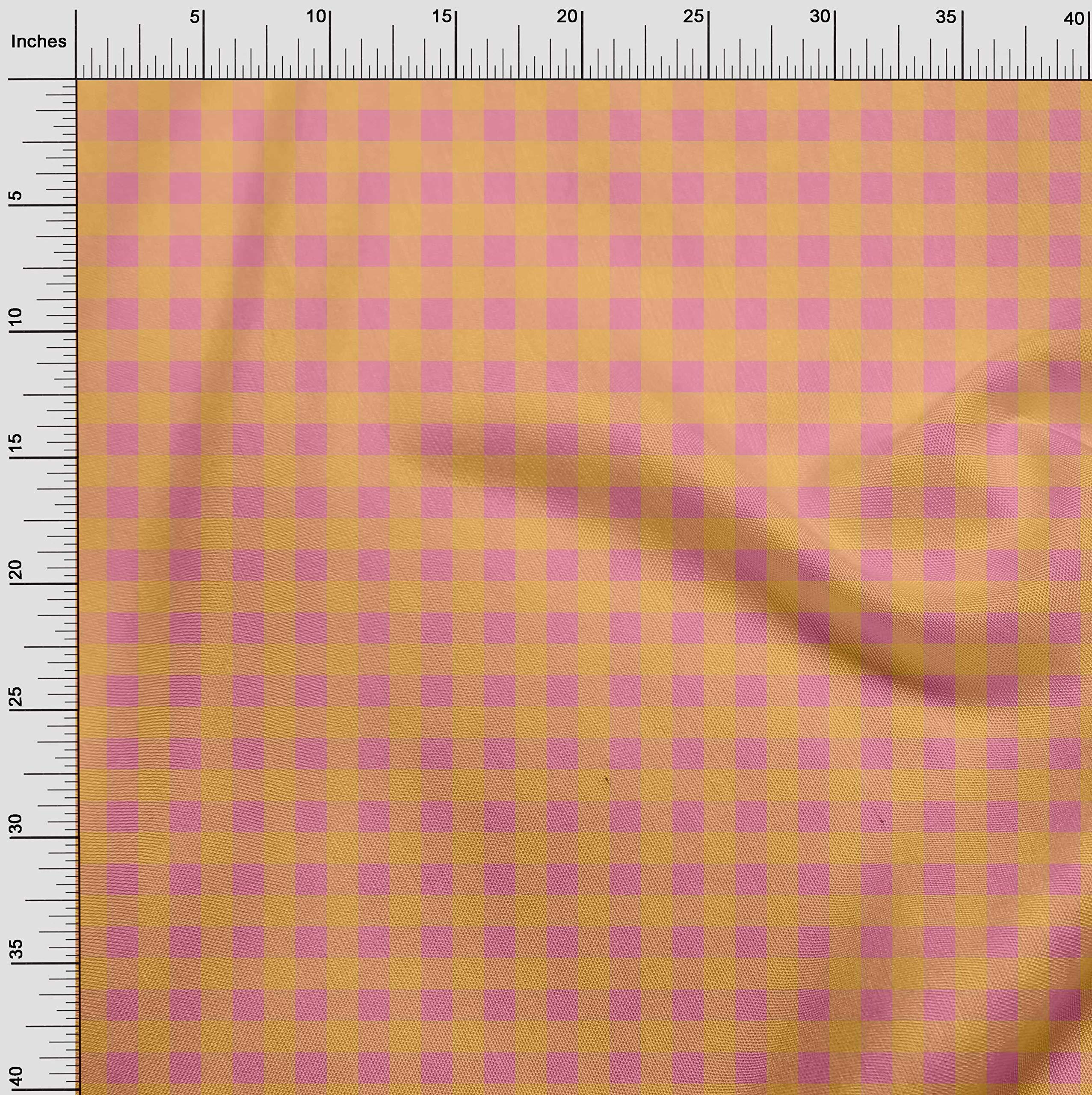 oneOone Cotton Poplin Medium Pink Gingham Check Dress Fabric - 42 Inch Wide by The Yard | Perfect for Summer Dresses, Skirts & DIY Sewing Projects