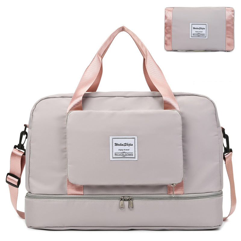 Foldable Travel Duffel Bag for Women - Lightweight Sports Gym Tote with Shoulder Strap - Perfect for Workout, Yoga, Beach & Weekend Getaways