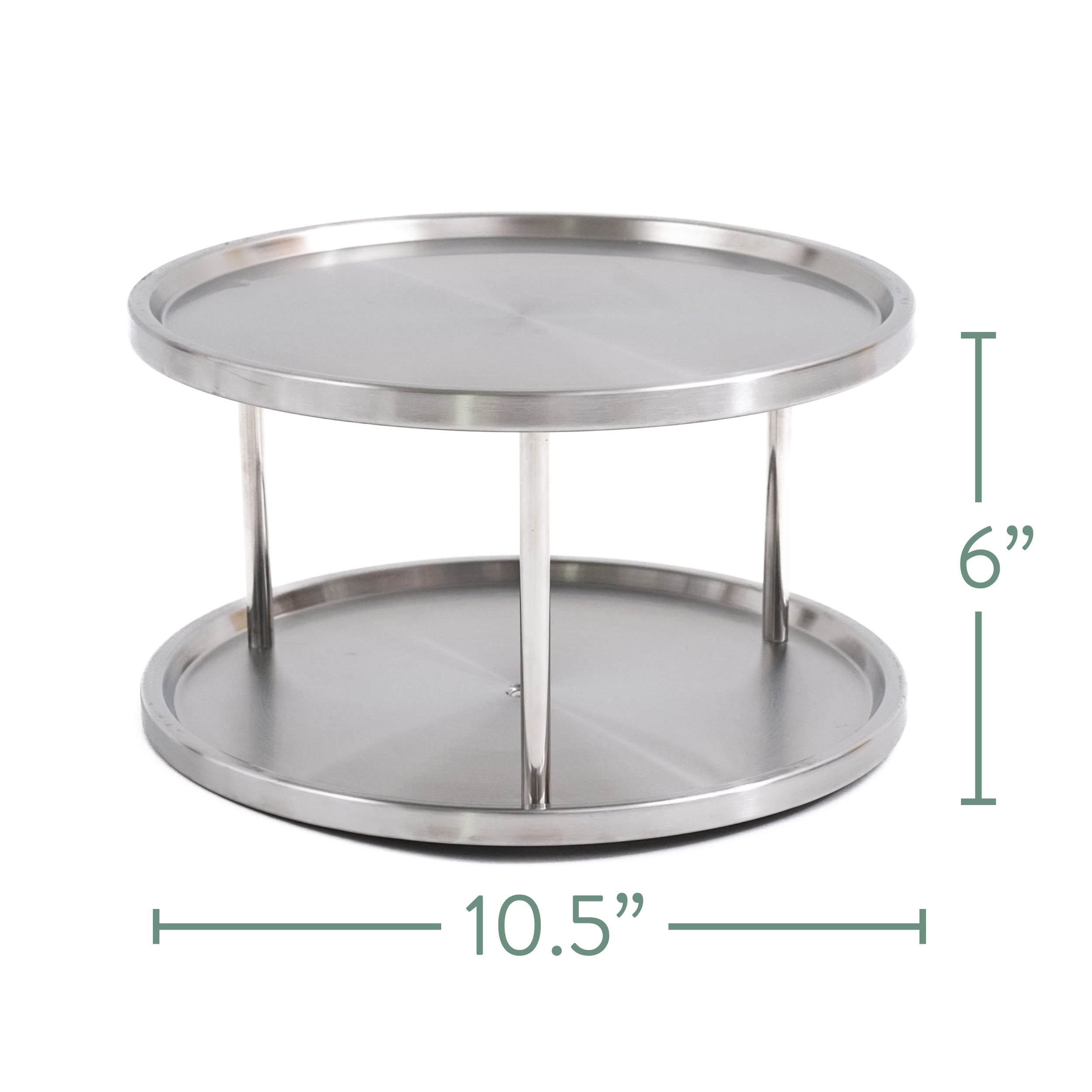360-Degree Rotating Stainless Steel 2-Tier Spice Rack Organizer - Lazy Susan Cabinet Storage for Kitchen, Pantry & Medicine | Space-Saving Spinning Shelf for Spices, Condiments & Small Items | Perfect for Countertops, Cabinets & Pantry Organization