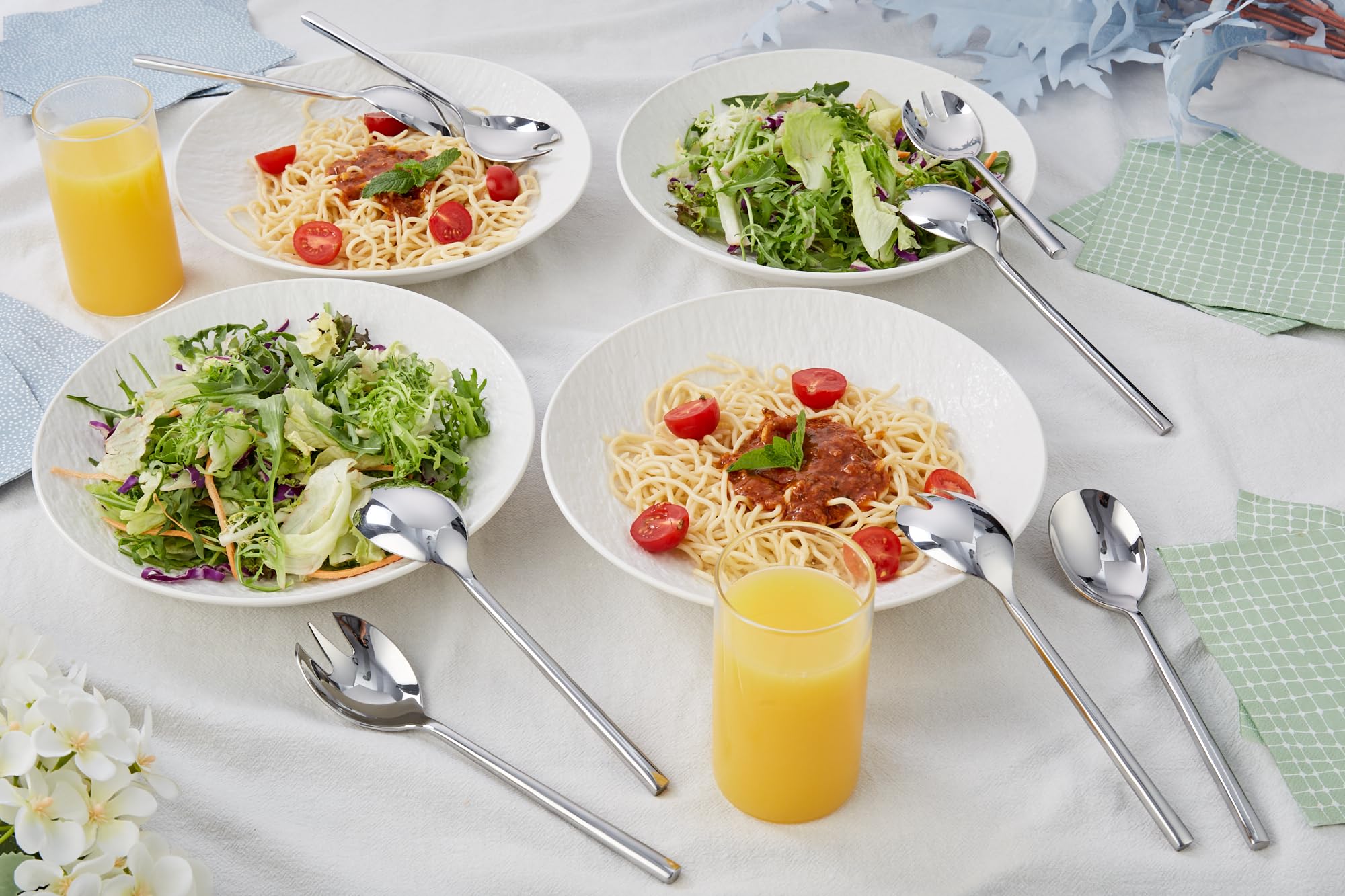 Premium Annova 6-Piece Stainless Steel Flatware Set - 3 Serving Forks & 3 Serving Spoons - 18/8 Forged Silverware for Dinner Parties, Catering & Formal Dining