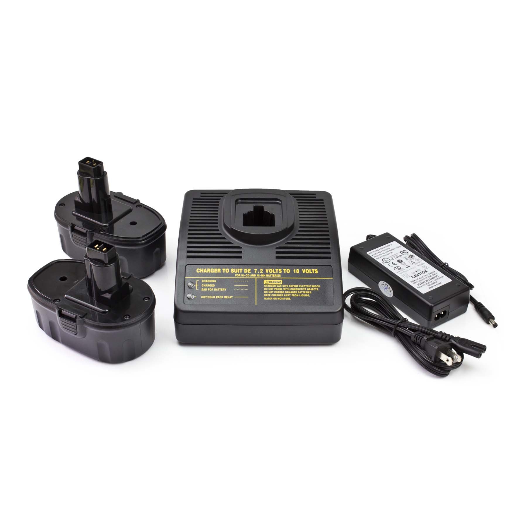 ExpertPower 18V 2000mAh NiCd Replacement Battery for Dewalt DW9095 DW9096 DW9098 DC9096 DE9039 DE9095 DE9096 DE9098 - 2 Pack with Fast Charger - Power Tools, Drills, Saws and More