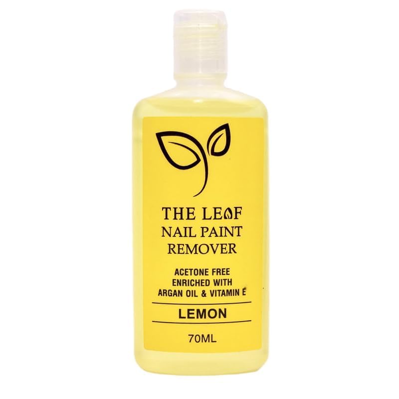 Organic Leaf Nail Polish Remover - Acetone-Free Formula, 70ml Lemon Scent - Gentle Nail Care for Home & Salon Use
