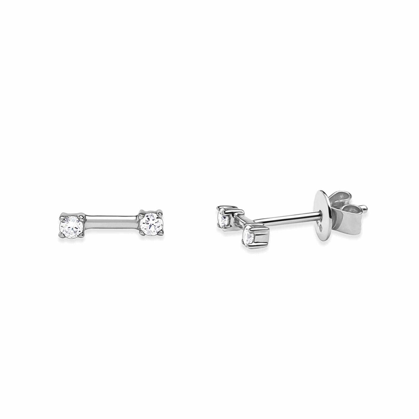 14K White Gold Double Stacked Diamond Stud Earrings for Women – Elegant Everyday & Special Occasion Jewelry Gift