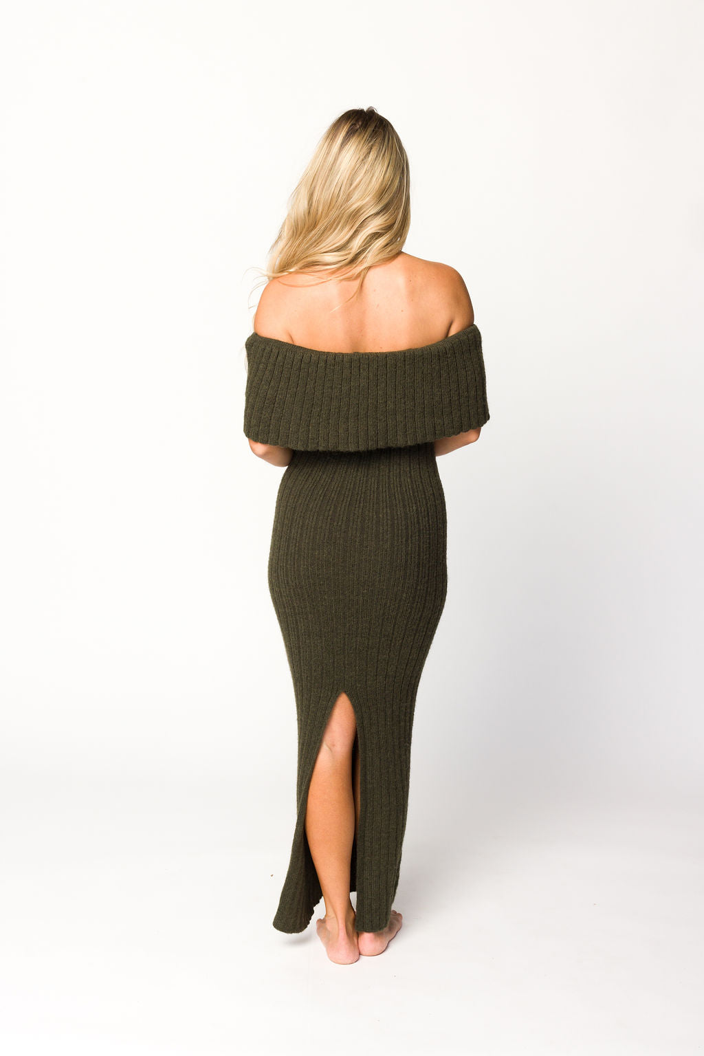 Aston Bow Front Maxi Sweater Dress in Dark Green - Bump Friendly Maternity Dress for Pregnancy, Nursing & Postpartum | Cozy Winter Outfit for Women