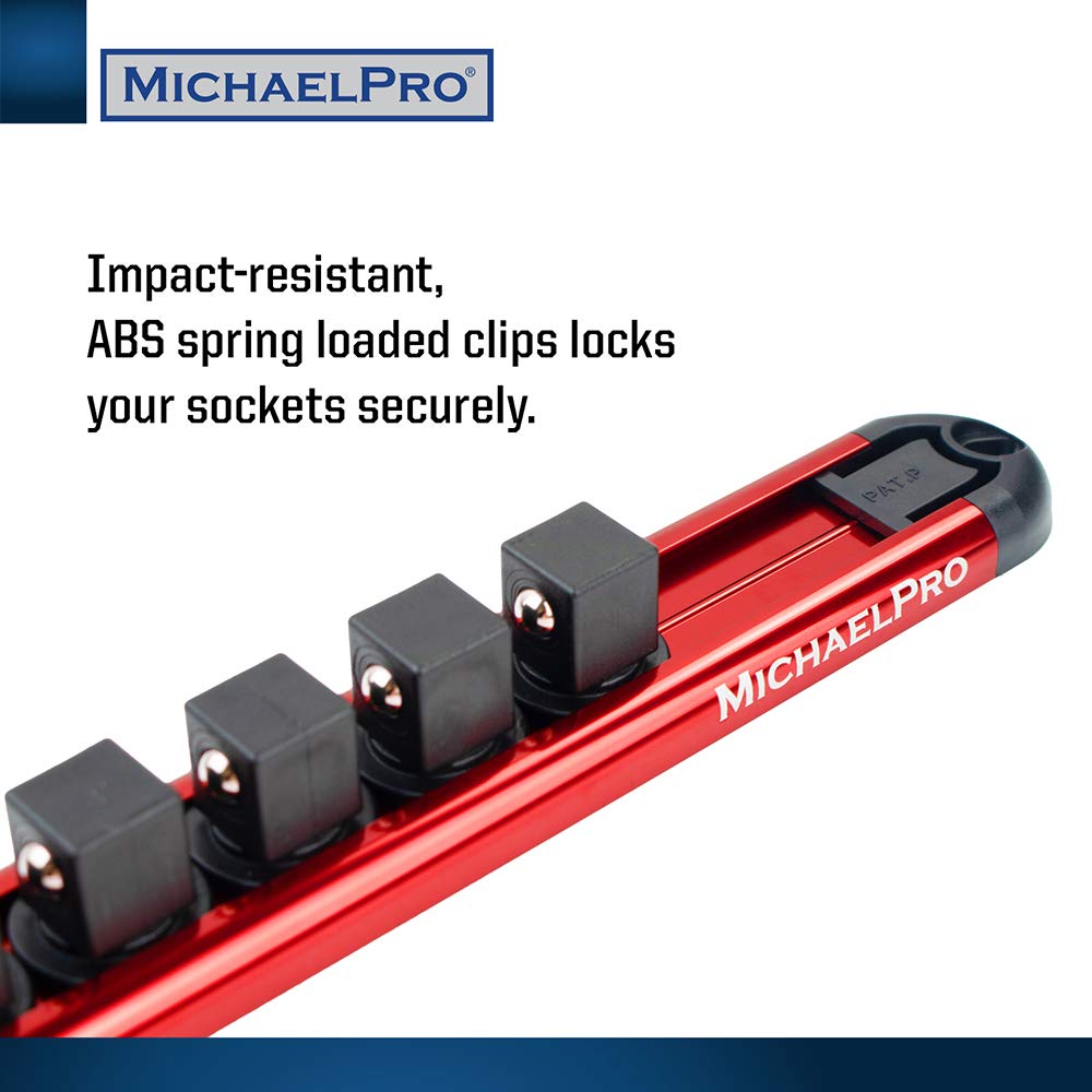 MichaelPro 3-Piece Aluminum Socket Organizer Rail Set - 1/4