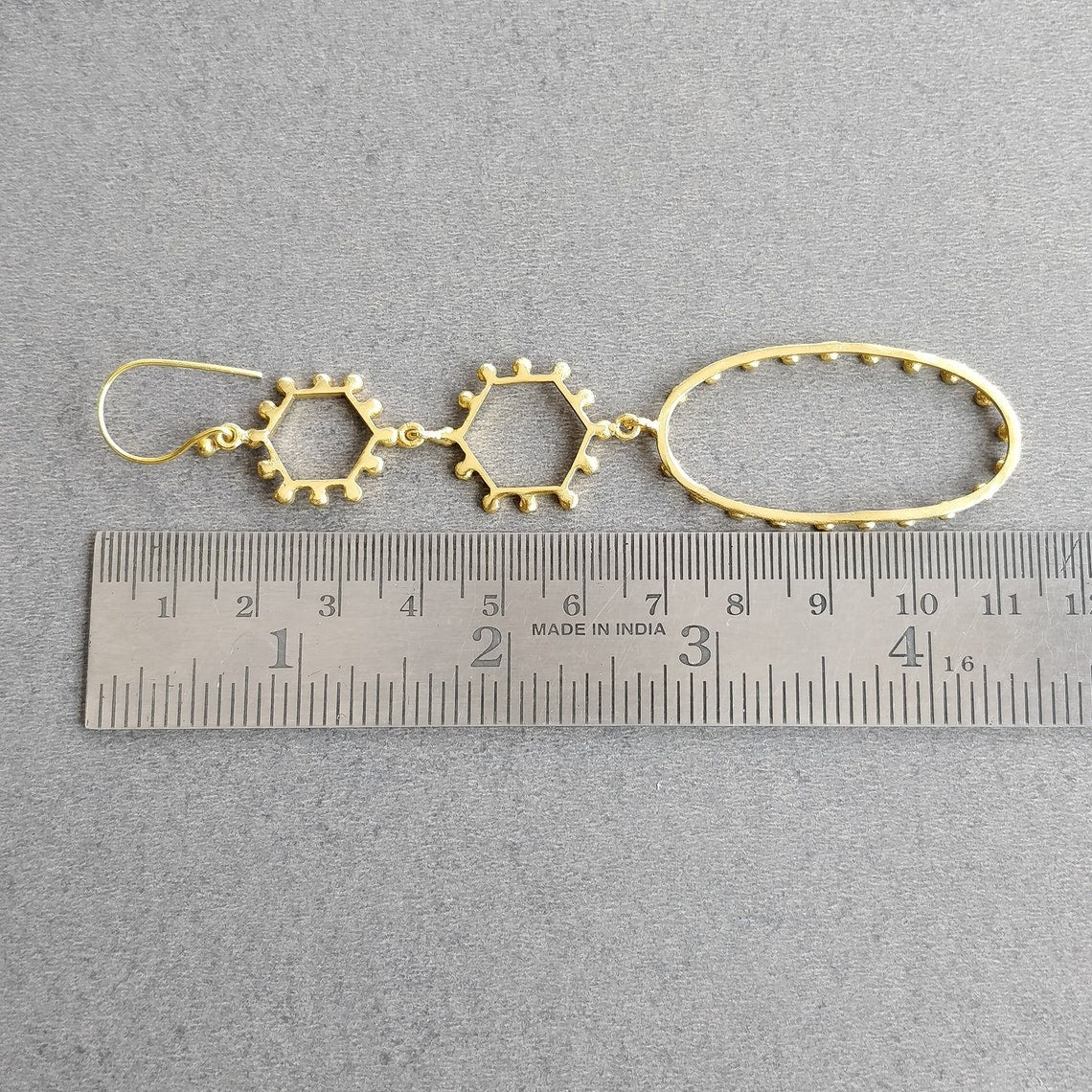 Handmade Boho Style 18k Gold Plated Brass Circle Drop Dangle Earrings for Women - 10x2cm, 10g, Push Back Closure - Perfect Gift for Her, Ideal for Parties, Weddings & Everyday Wear