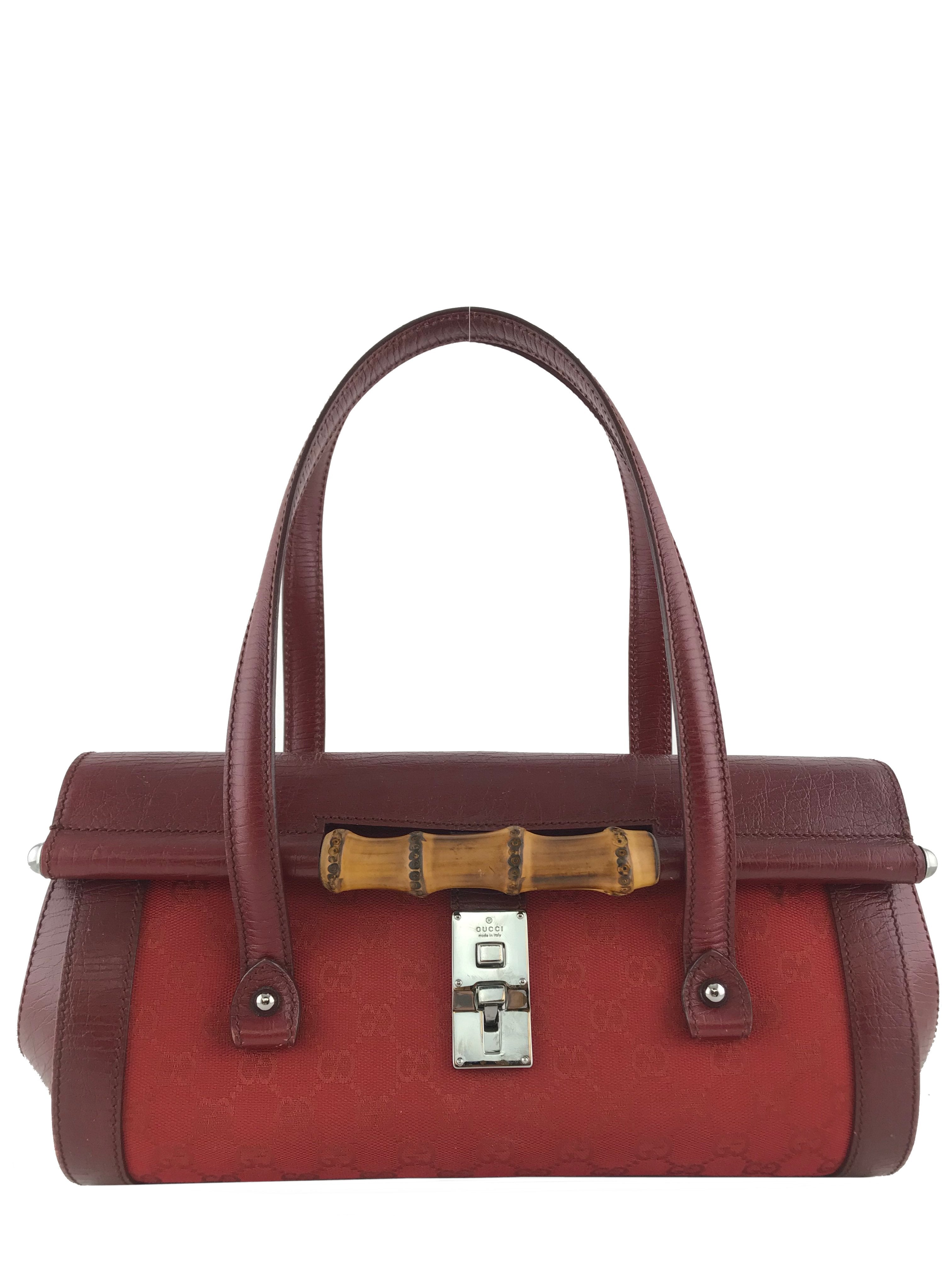 Gucci GG Canvas Leather Bamboo Bullet Bag - Luxury Crossbody Purse for Women, Fashionable Shoulder Bag with Bamboo Handle | Perfect for Parties, Dating & Everyday Use