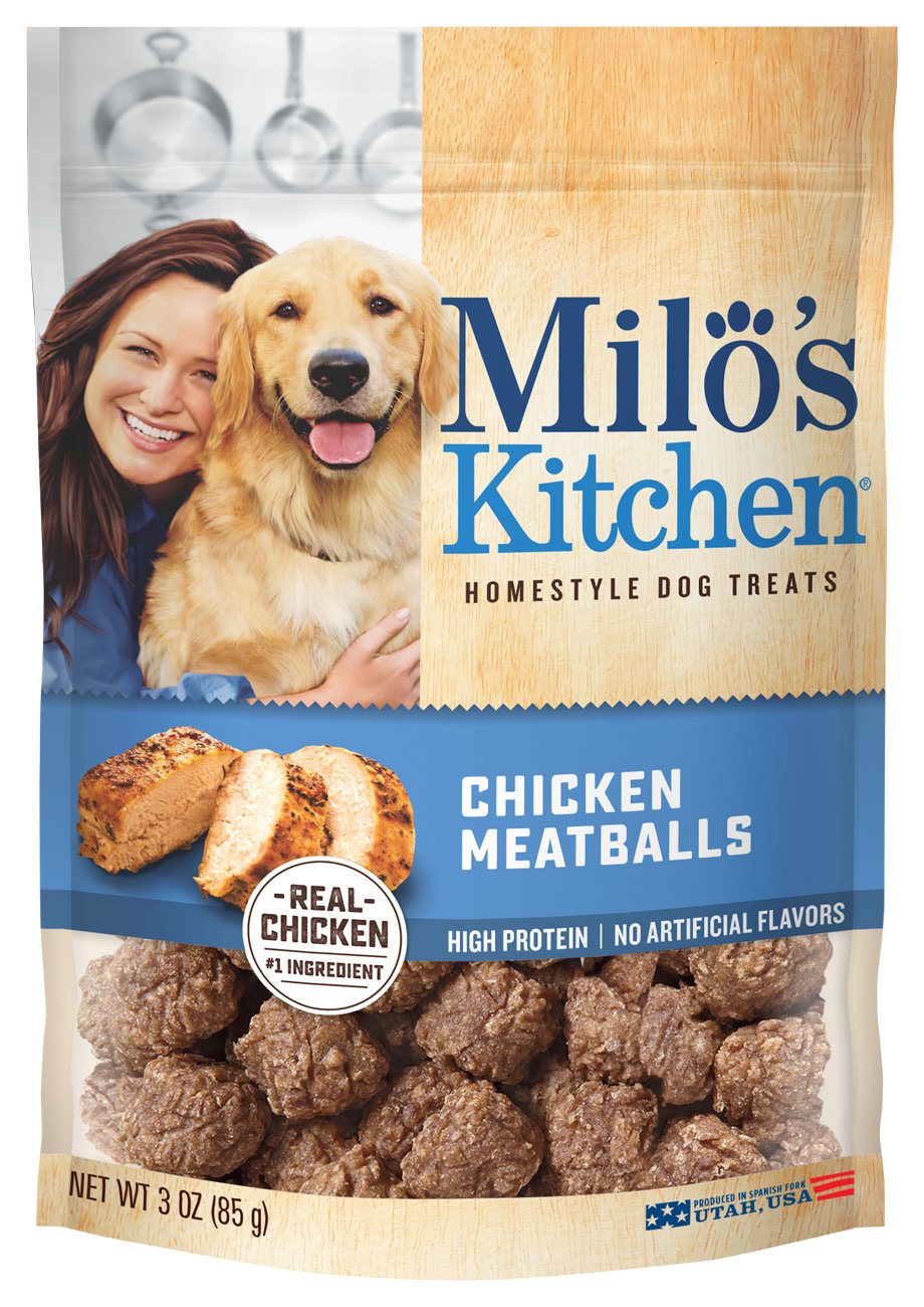 Milo's Kitchen Chicken Meatballs Dog Treats - Grain Free, All Natural, 3-Ounce Bags (Pack of 12) - Perfect for Training, Rewarding & Bonding with Your Dog
