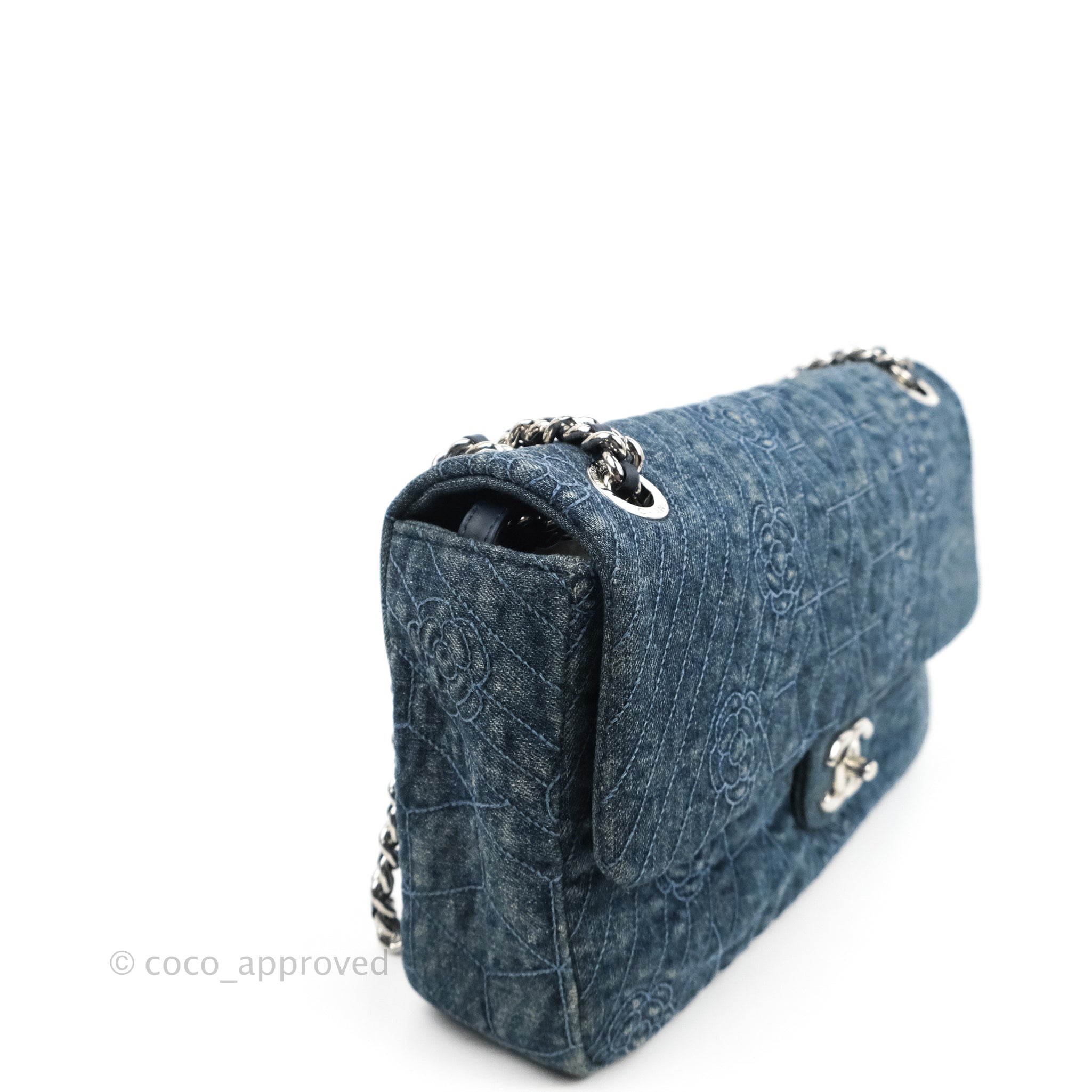 Chanel Camellia Embroidered Flap Bag in Blue Washed Denim with Silver Hardware - Luxury Designer Crossbody Bag for Women, Perfect for Date Night & Special Occasions