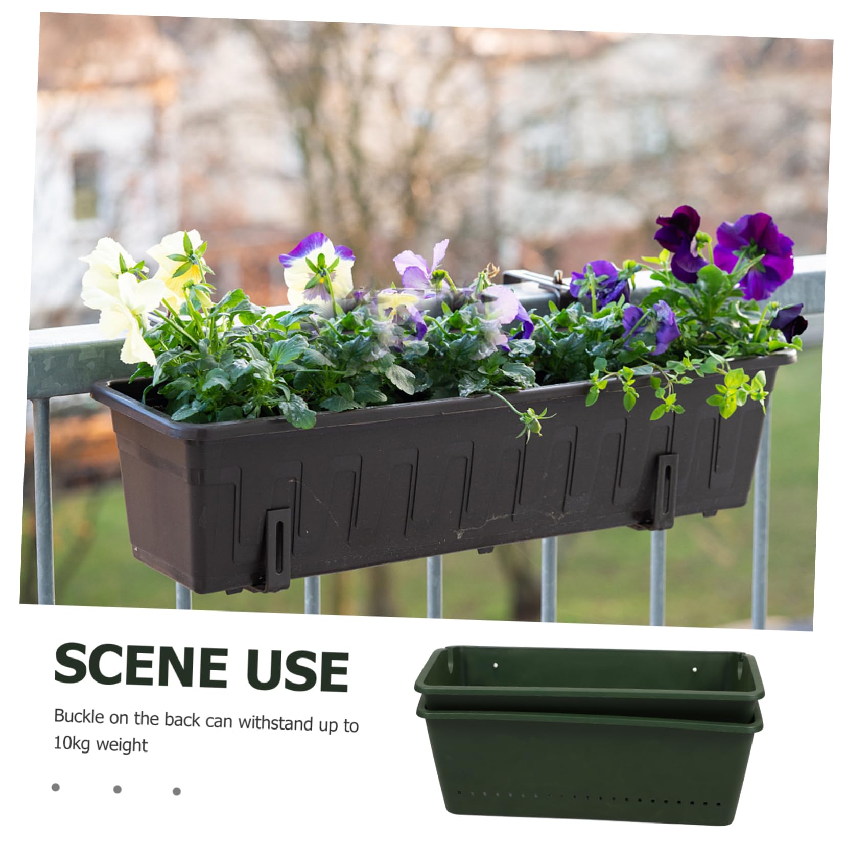 DOITOOL 2-Pack Vertical Wall Planters for Balcony - Hanging Rail Flower Pot Holder for Indoor/Outdoor Plants - Perfect for Windows, Railings & Small Space Gardening