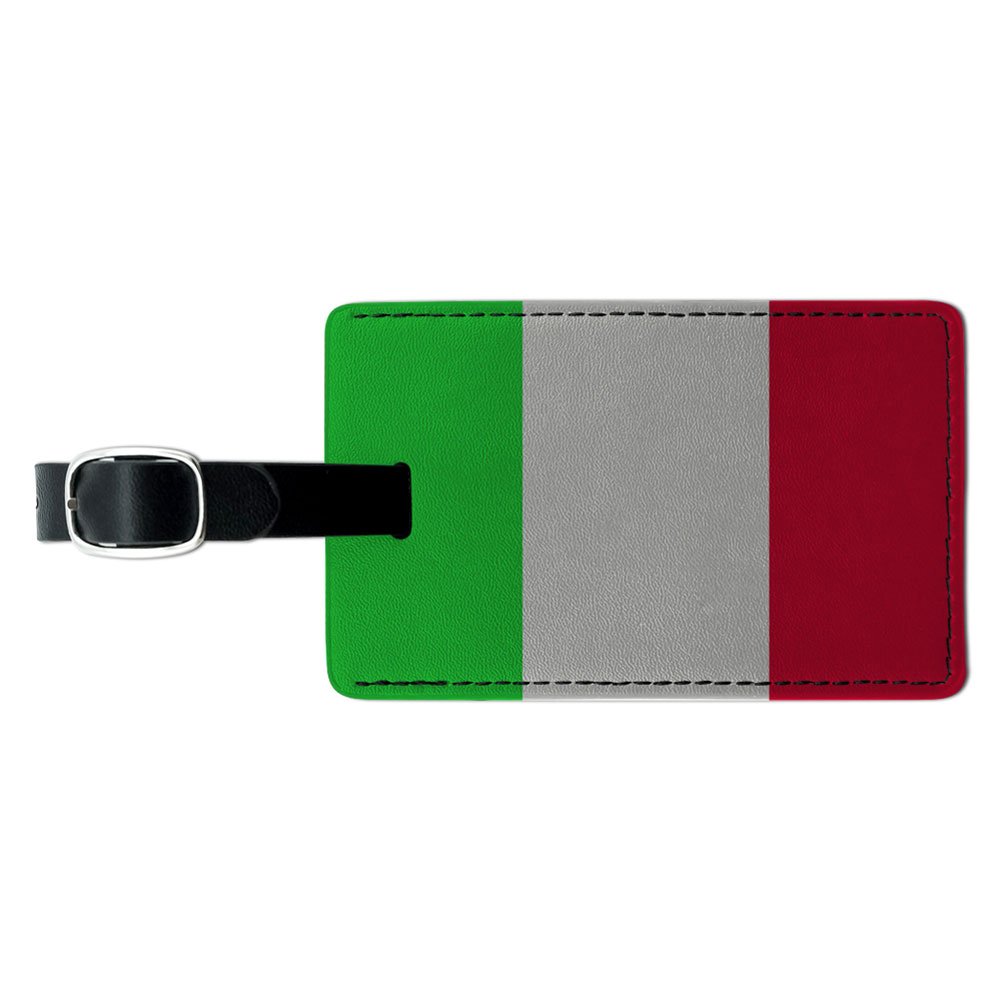 Italy Flag Leather Luggage Tag - Personalized Suitcase ID Tag for Travel Bags & Carry-Ons - Durable Black Leather Name Tag for Vacation & Business Trips
