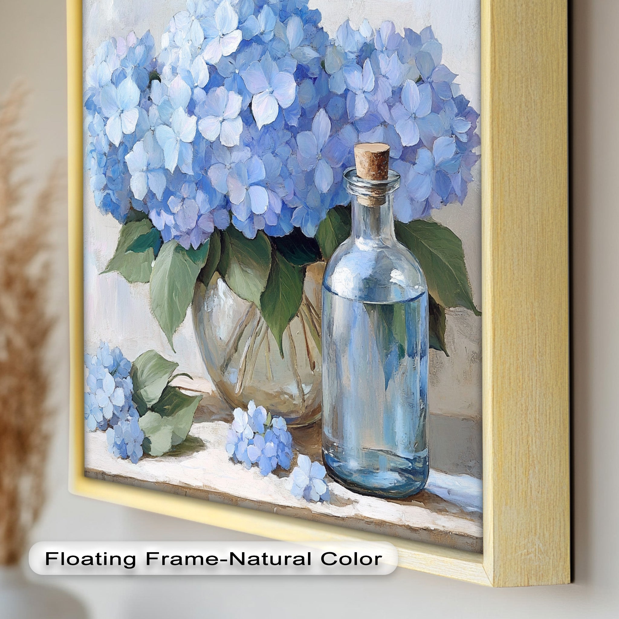 Blue Floral Still Life Oil Painting - Modern Wall Art for Living Room, Bedroom & Office Decor