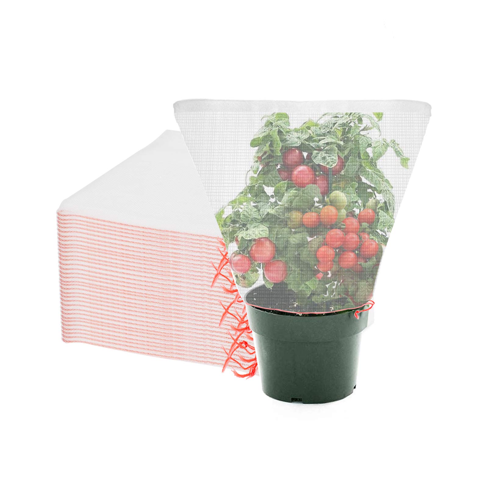 ENPOINT 20PCS 20x20 Inch Fruit Protection Bags with Drawstring - Reusable Mesh Covers for Tomatoes, Vegetables & Flowers - Garden Plant Protection Netting for Pest Control & Sun Protection - Perfect for Home Gardening, Organic Farming & Greenhouse Use