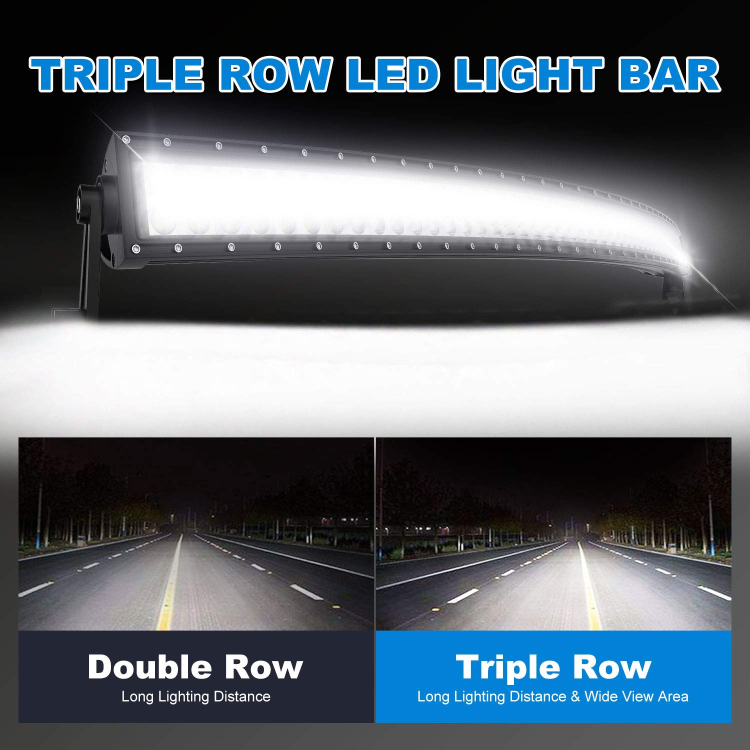 ELELION 50 Inch 288W LED Light Bar Curved - Spot Flood Combo Beam Off-Road Light with 2PCS 4 Inch 18W LED Fog Lights & Rocker Switch Wiring Harness - Perfect for Jeep, Trucks, ATV, Polaris, Boats - Ideal for Off-Roading, Night Driving, and Marine Adventures