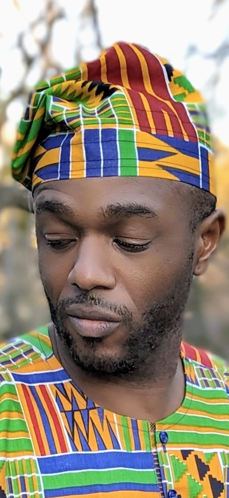 Dupsie's Akosombo Regal Kufi Hat - African Print Kente Cloth Cap DPH4075 for Men - Perfect for Weddings, Cultural Events & African Heritage Celebrations