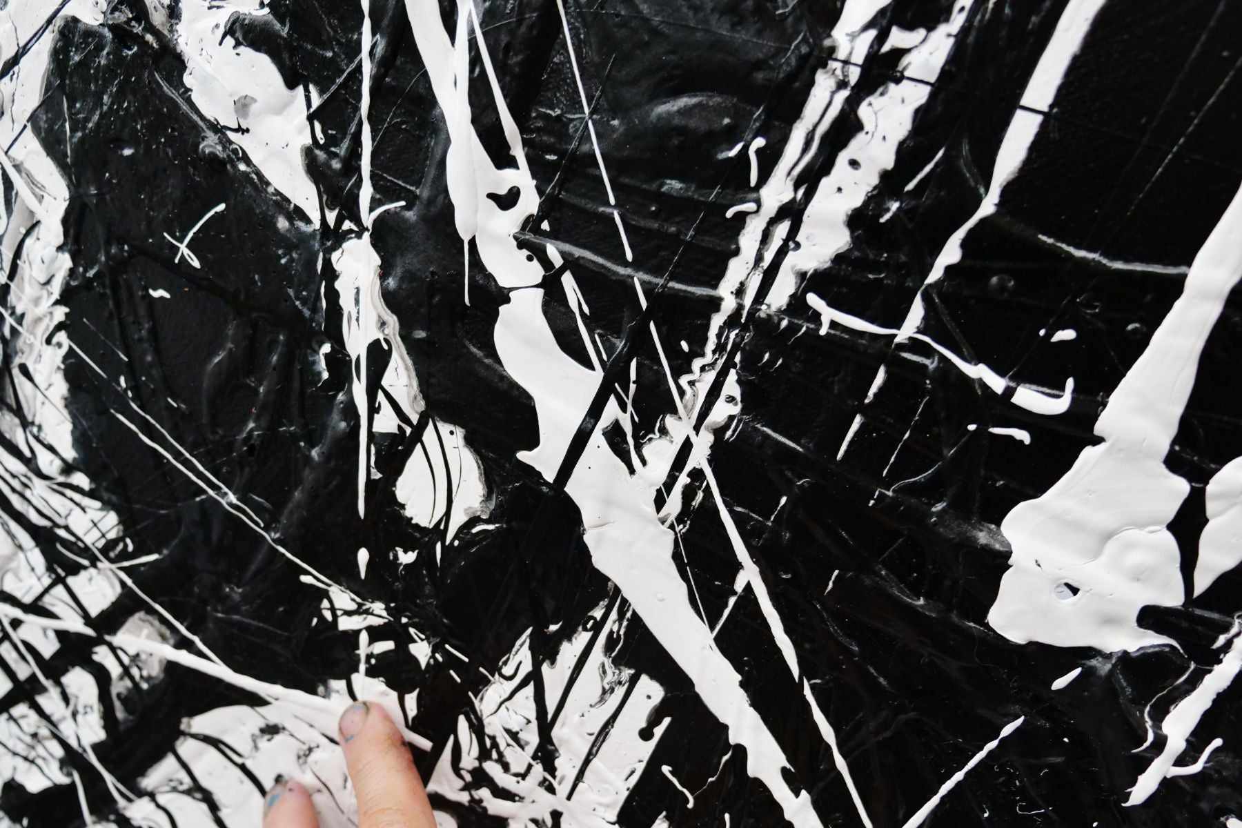 240cm x 120cm Black White Textured Abstract Wall Art Painting - Modern Home Decor for Living Room, Bedroom & Office | Brain Freezer Collection
