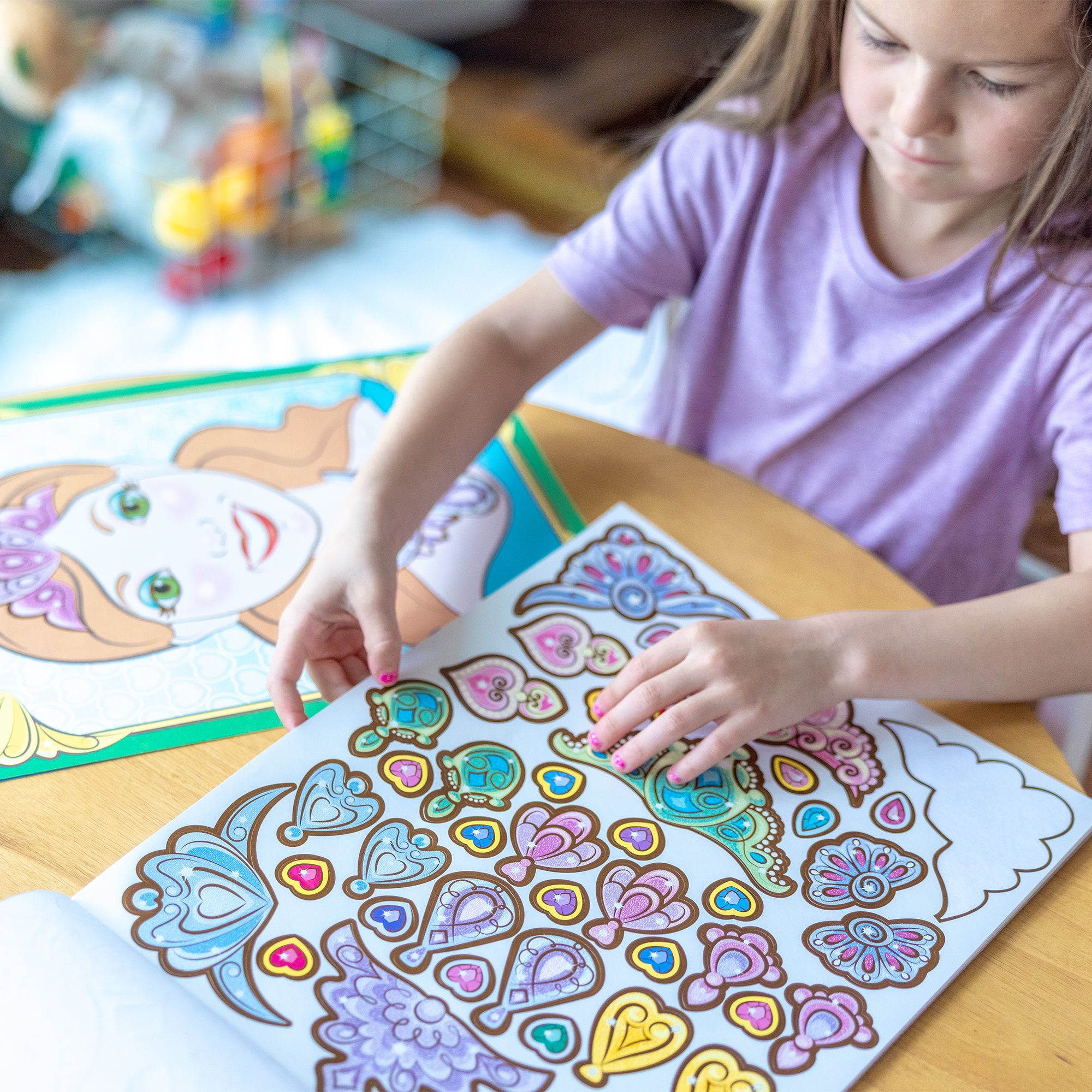 Sparkling Princess Face Sticker Pad for Kids - DIY Fun Stickers for Parties, Scrapbooking & Creative Play