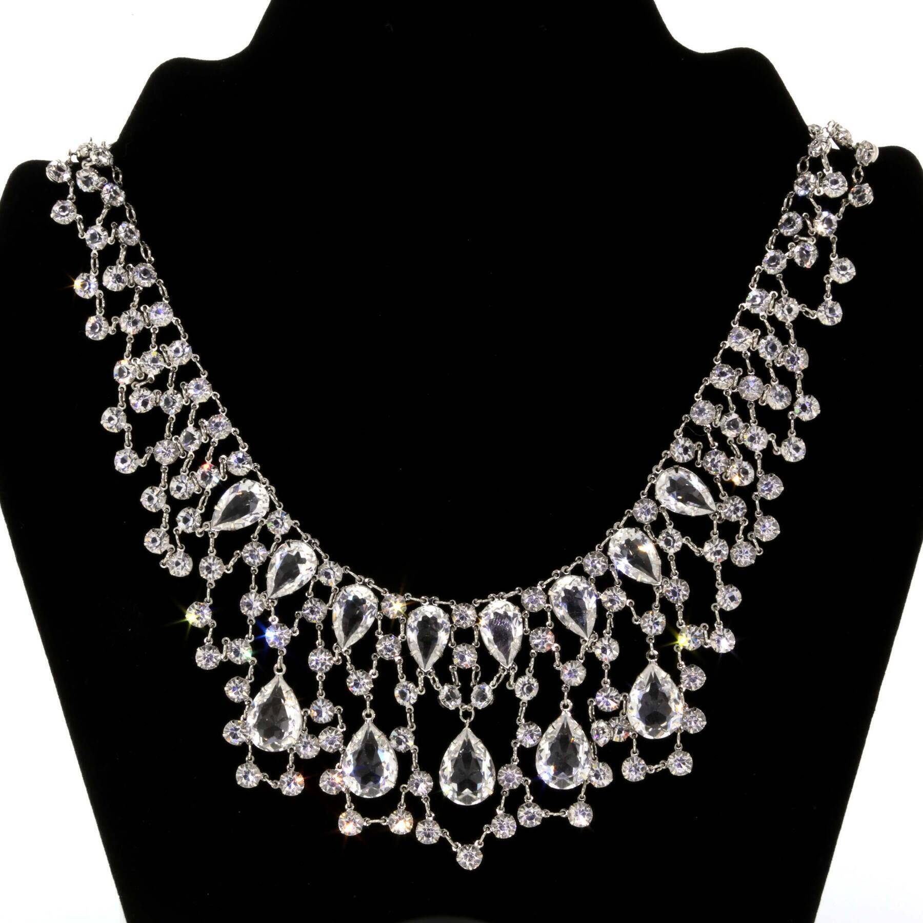 1928 Jewelry Austrian Crystal Statement Bib Necklace - 14.5 Inch with 3 Inch Extender - Elegant Evening Wear & Special Occasion Jewelry